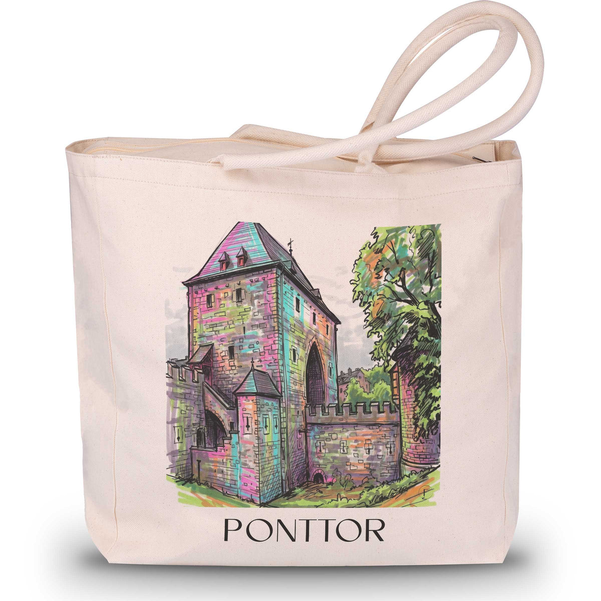 Ponttor Shopping Tasche - Aachen - Deutschland Tote Bag - Einkaufstasche im Tag Graffiti Stil - favplace