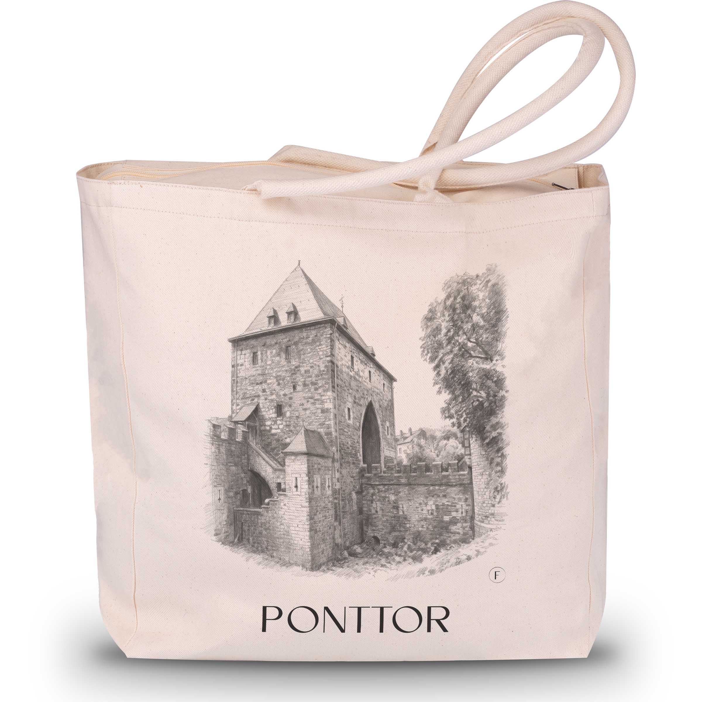 Ponttor Shopping Tasche - Aachen - Deutschland Tote Bag - Einkaufstasche im Zeichnung Stil