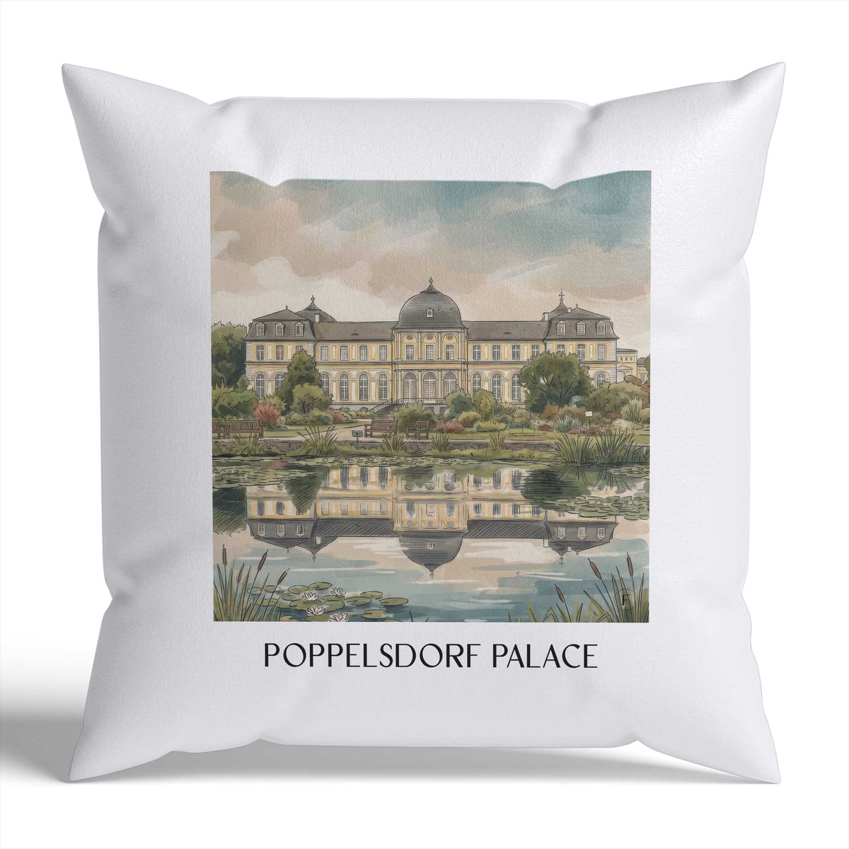 Poppelsdorfer Schloss Kissenhülle - Zierkissen Bezug - Bonn - Deutschland Kissen bzw. Kissenbezug im Aquarell Stil - favplace