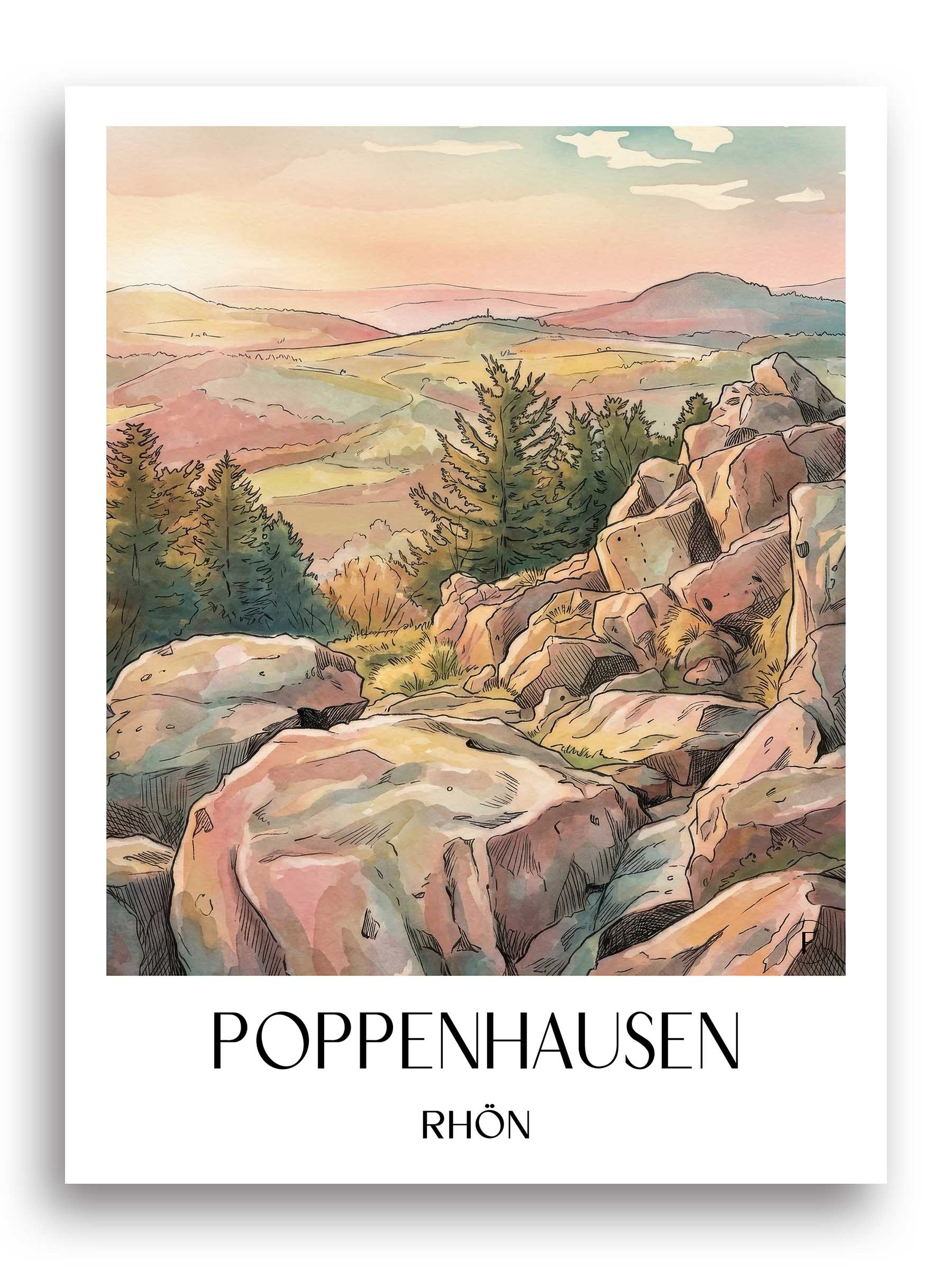poppenhausen-rhön-deutschland-poster-aquarell