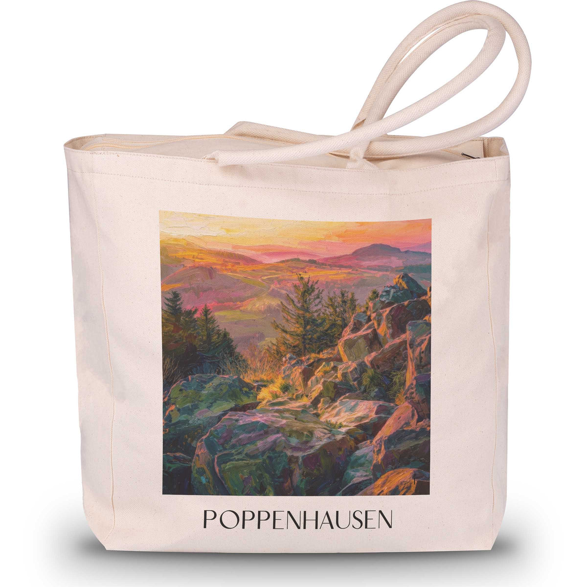 Poppenhausen Shopping Tasche - Rhön - Deutschland Tote Bag - Einkaufstasche im Ölgemälde Stil - favplace