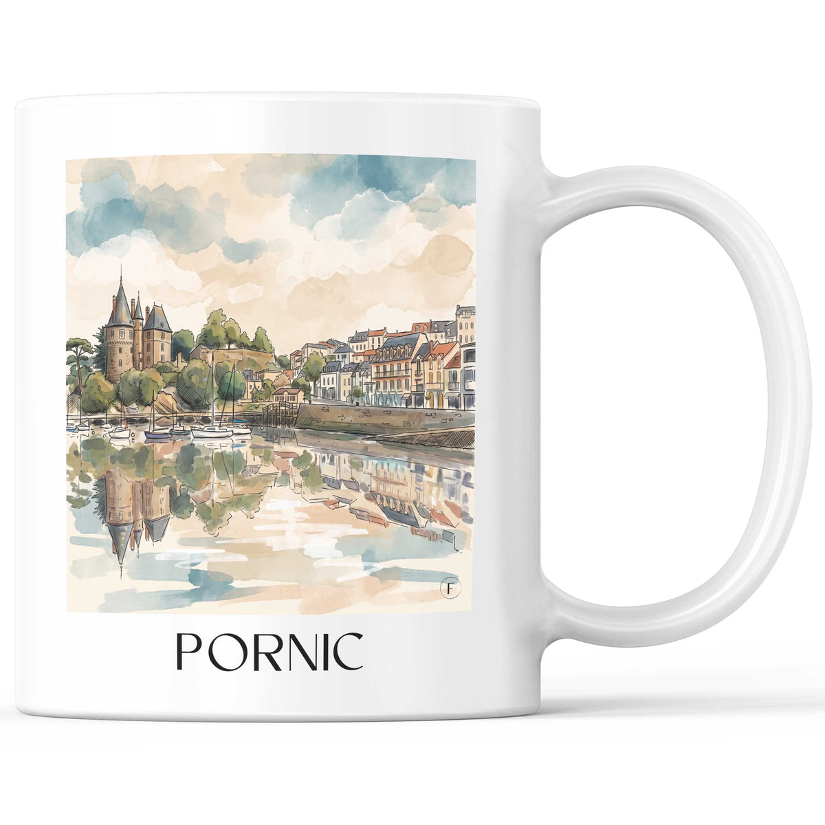 Pornic Kaffeebecher - Côte de Jade - Frankreich Becher - Kaffeetasse im Aquarell Stil - favplace