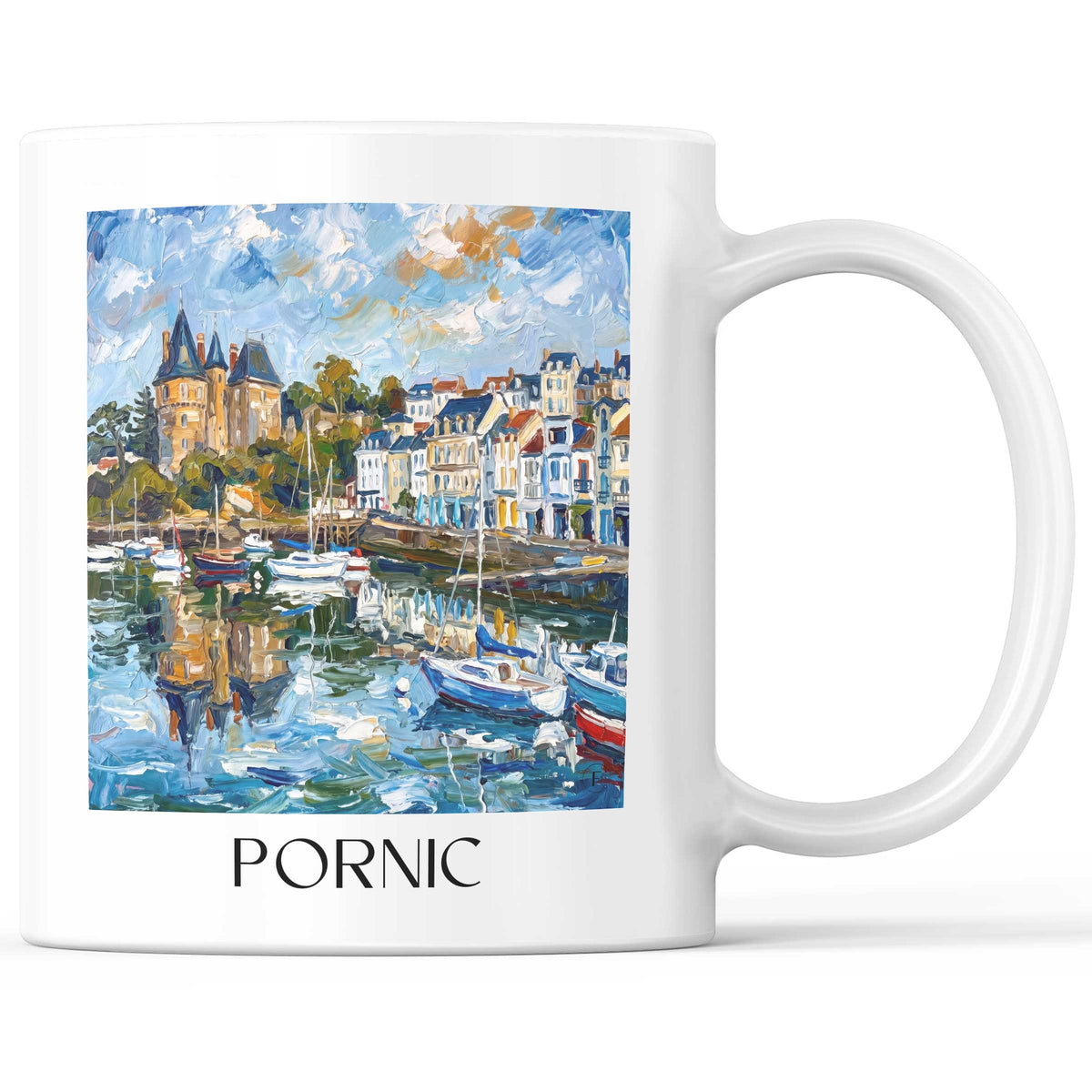 Pornic Kaffeebecher - Côte de Jade - Frankreich Becher - Kaffeetasse im Ölgemälde Stil - favplace