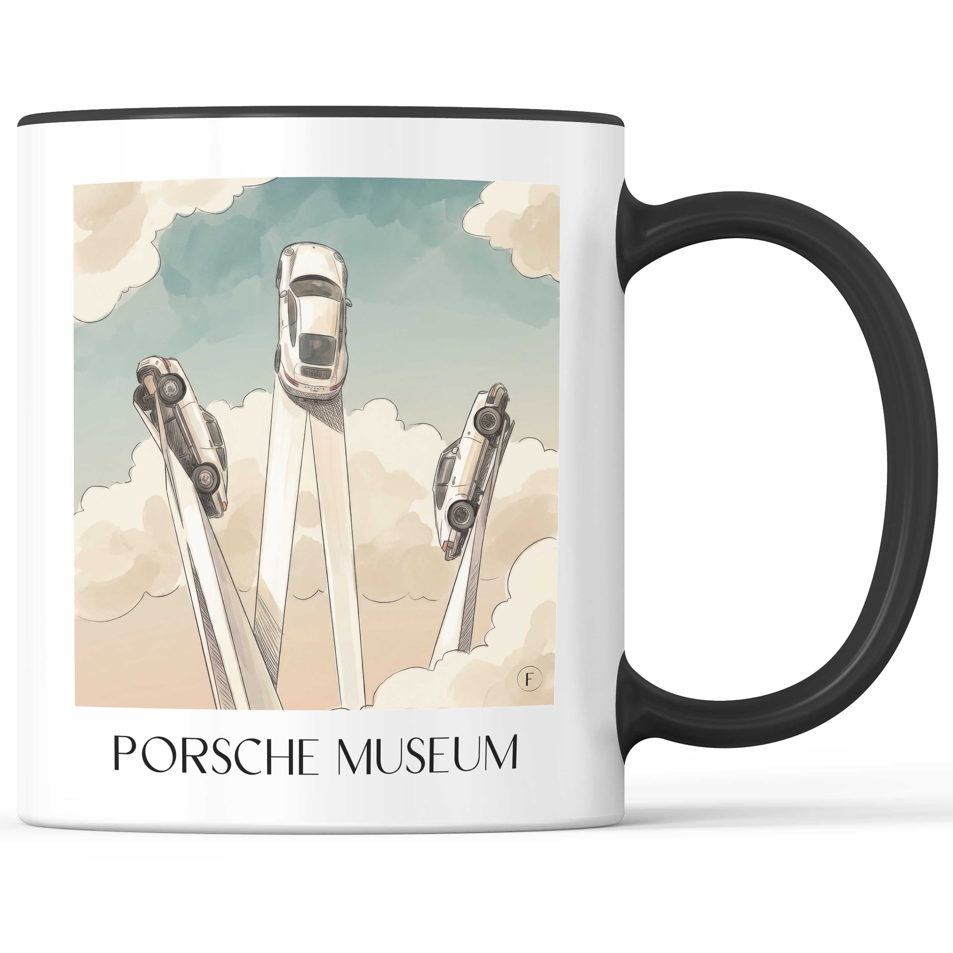 Porsche Museum Kaffeebecher - Stuttgart - Deutschland Becher - Kaffeetasse im Aquarell Stil - favplace