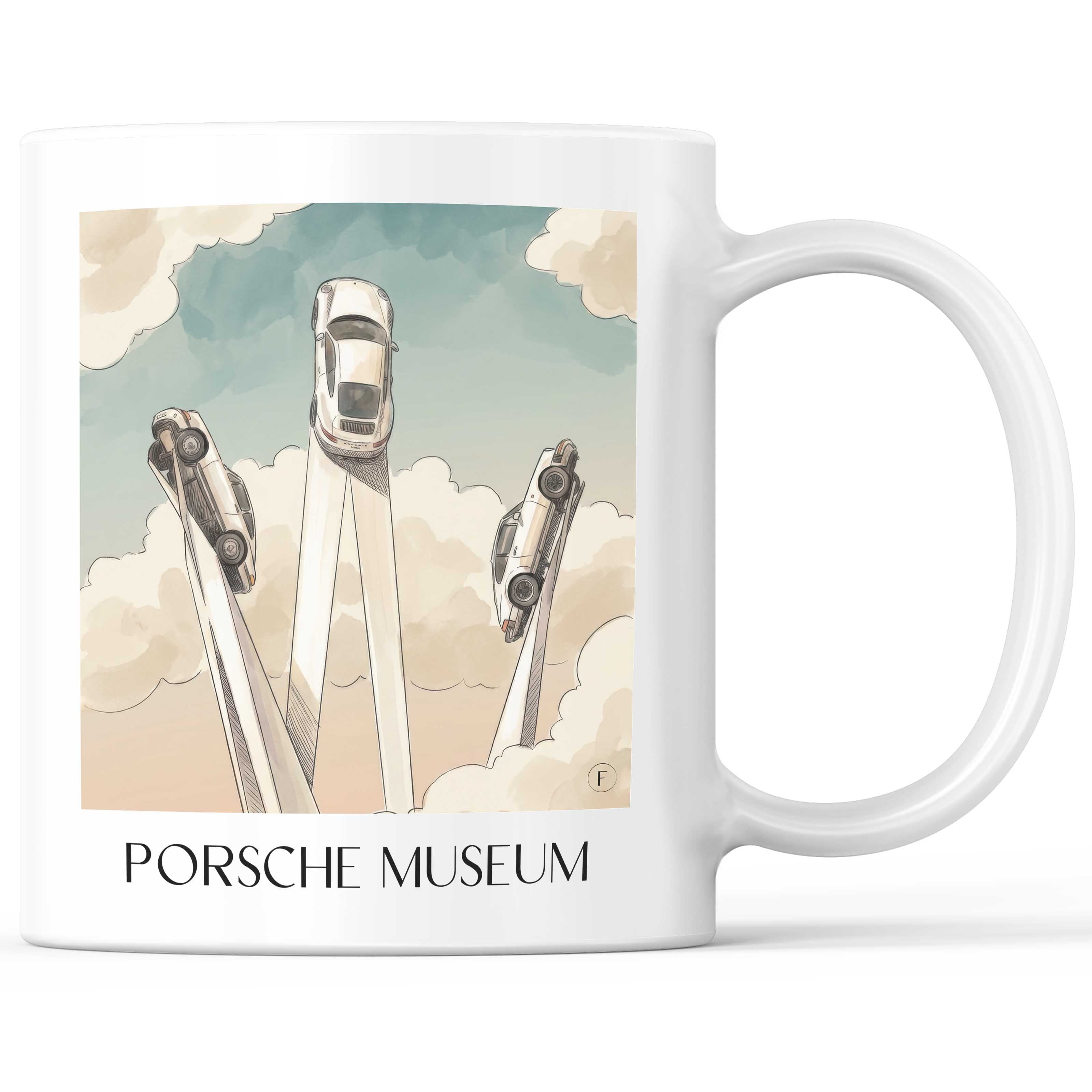 Porsche Museum Kaffeebecher - Stuttgart - Deutschland Becher - Kaffeetasse im Aquarell Stil - favplace