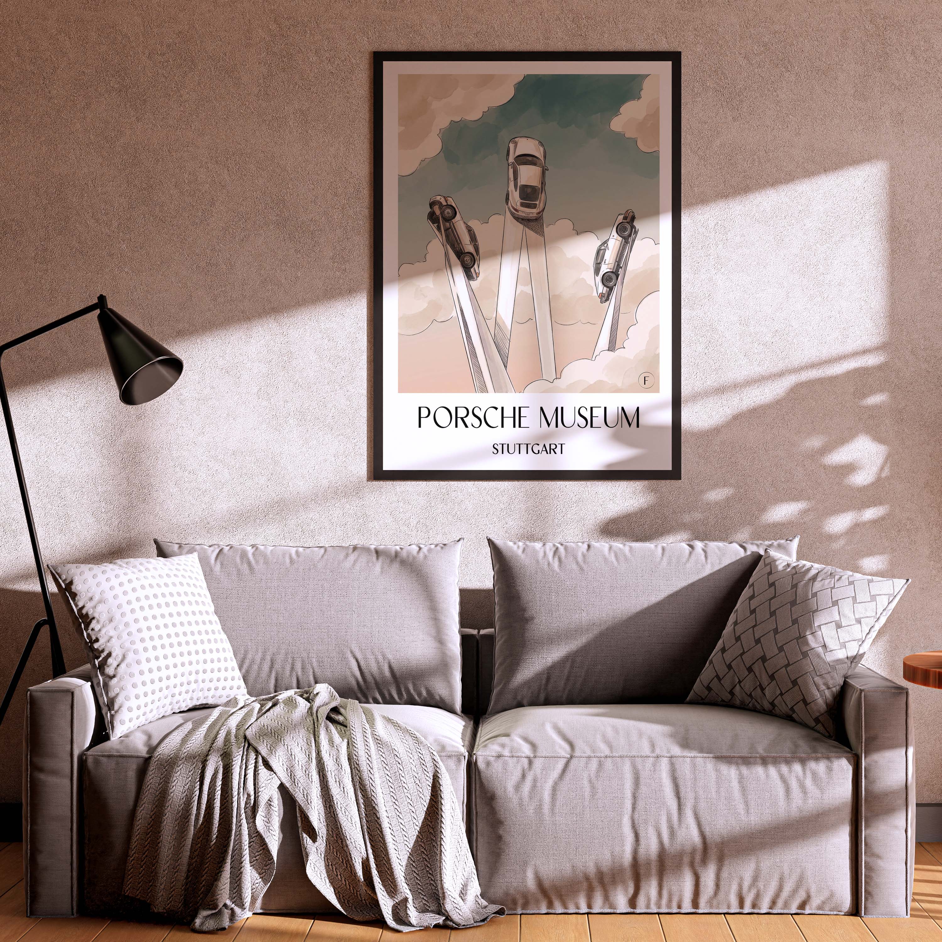 porsche-museum-stuttgart-deutschland-poster-aquarell