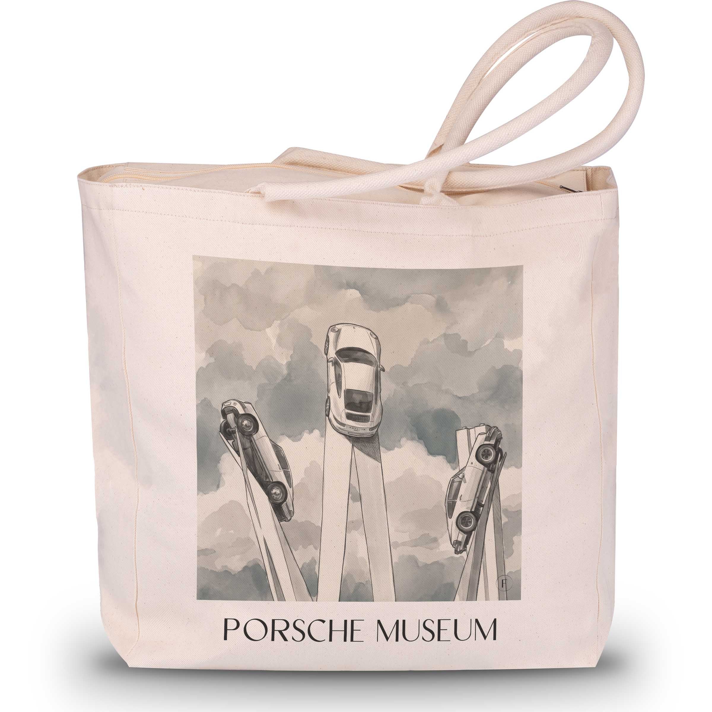 porsche-museum-stuttgart-deutschland-einkaufstasche-aquarell-schwarz-weiss