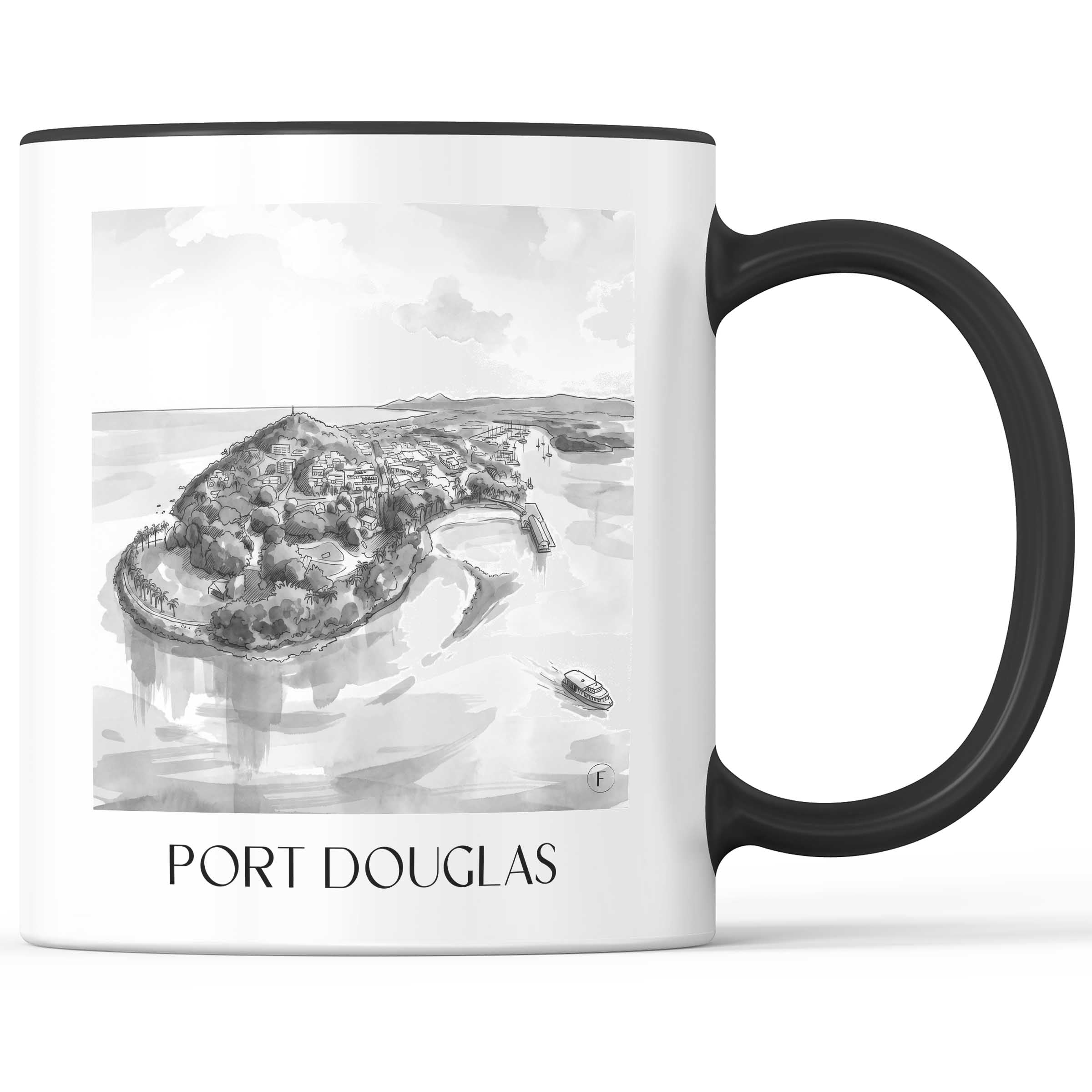 port-douglas-australien-australien-kaffeebecher-aquarell-schwarz-weiss