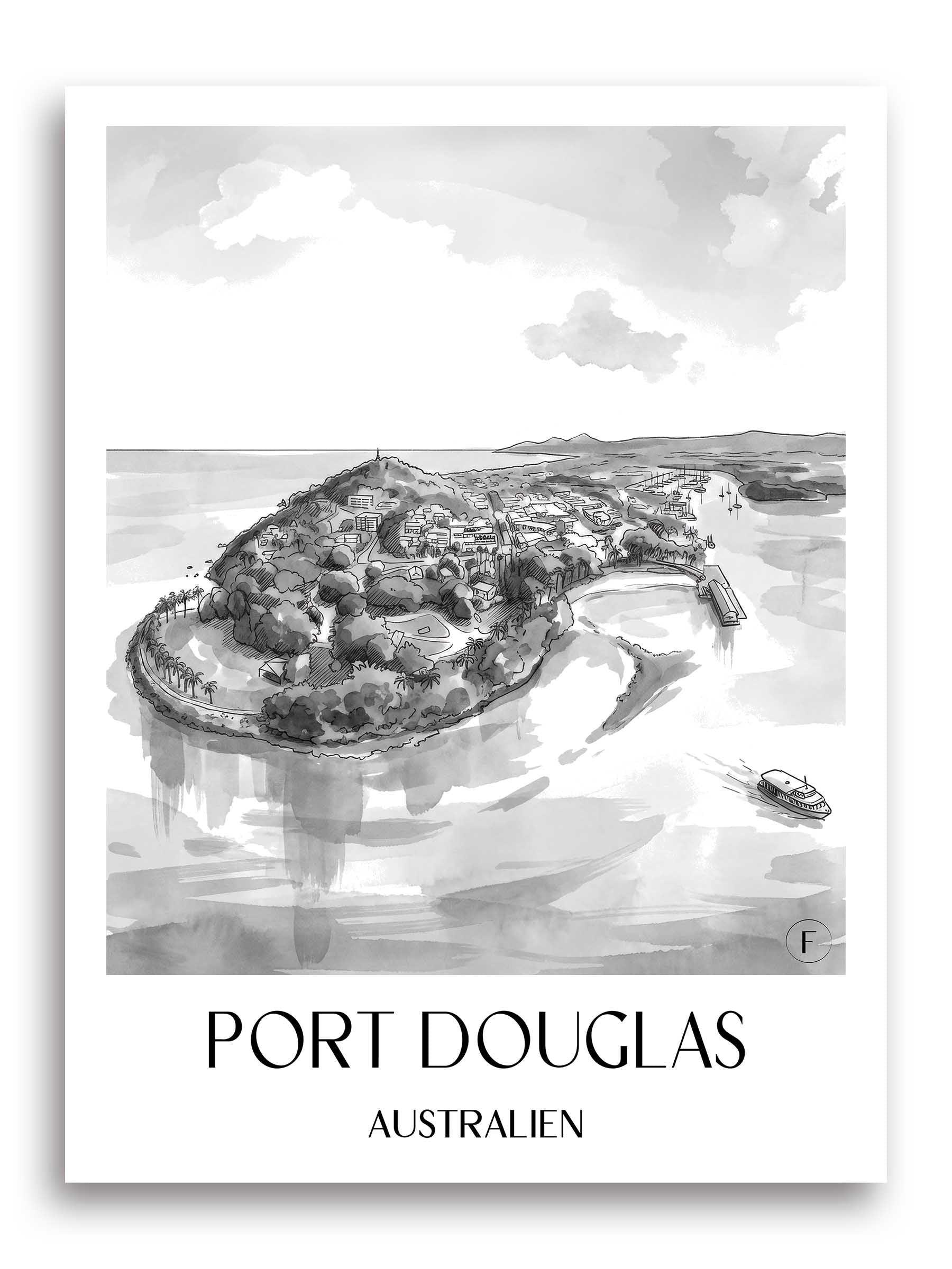 port-douglas-australien-australien-poster-aquarell-schwarz-weiss