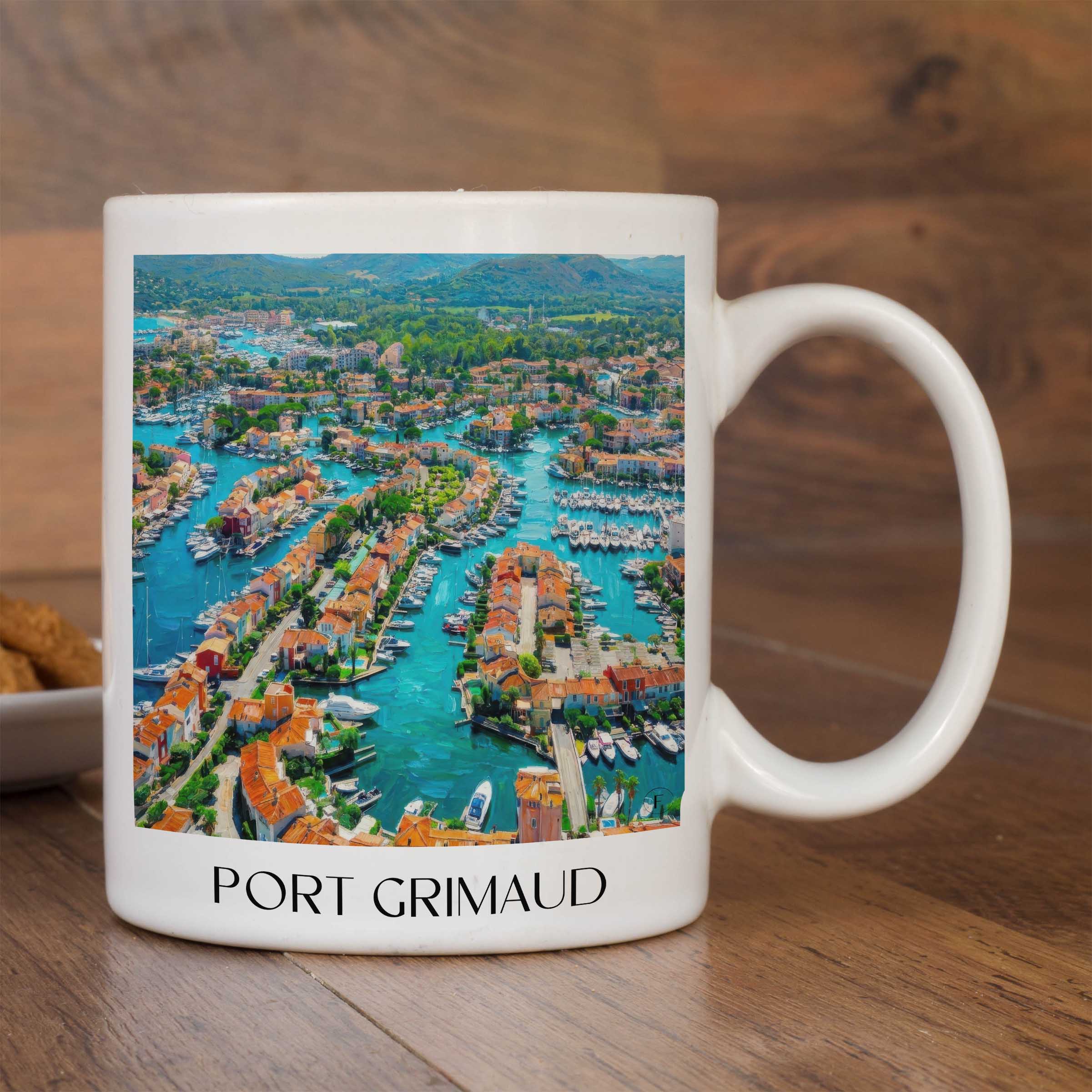 port-grimaud-côte-d´azur-frankreich-kaffeebecher-oil-painting-oelgemaelde