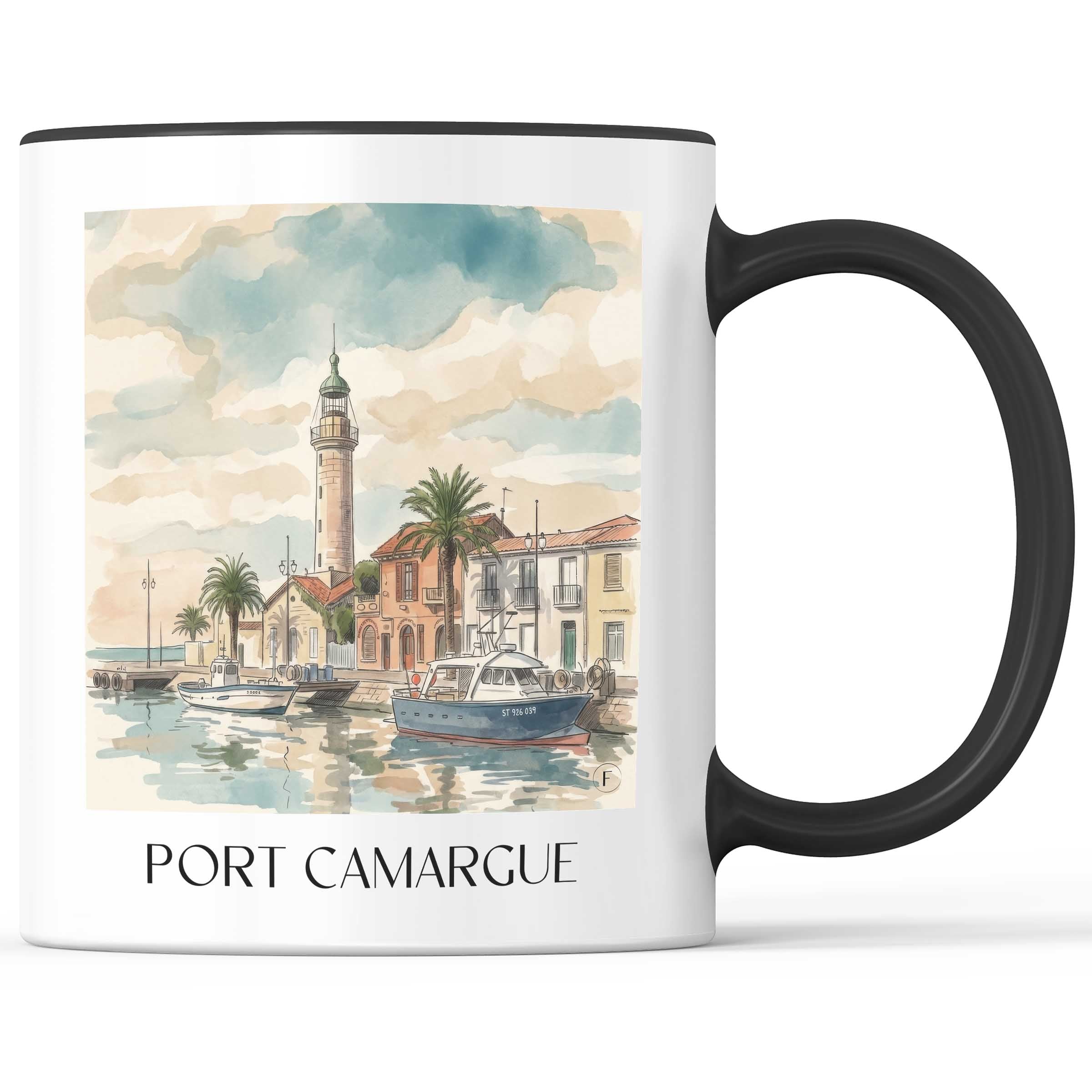 port-camargue-le-grau-du-roi-frankreich-kaffeebecher-aquarell