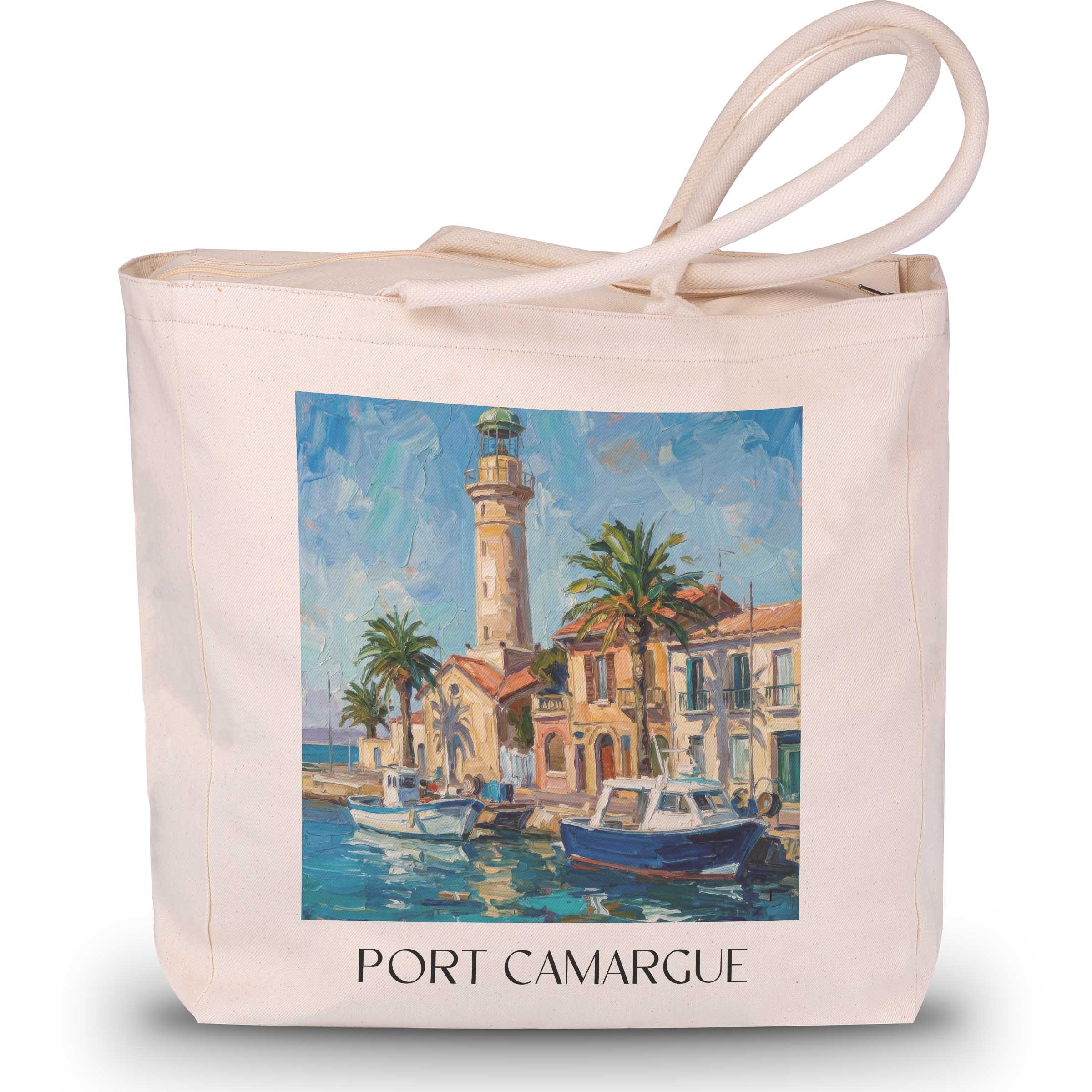 port-camargue-le-grau-du-roi-frankreich-einkaufstasche-oil-painting-oelgemaelde