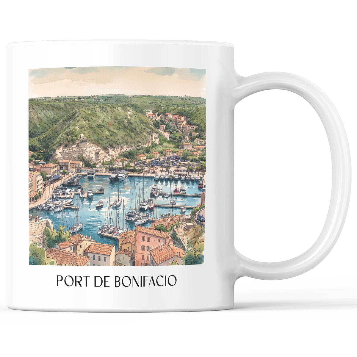 port-de-bonifacio-korsika-frankreich-kaffeebecher-aquarell