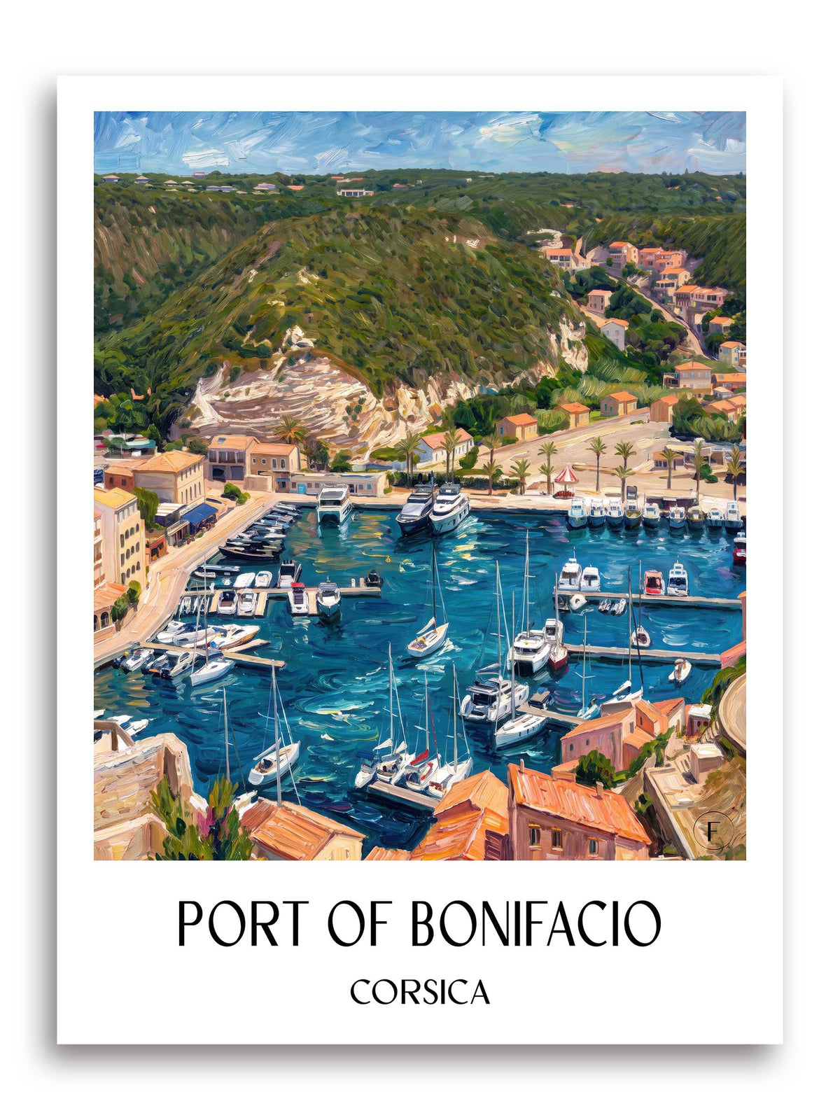Port de Bonifacio Poster - Korsika - Frankreich Kunstdruck - Ölgemälde von A4 bis A1 - favplace