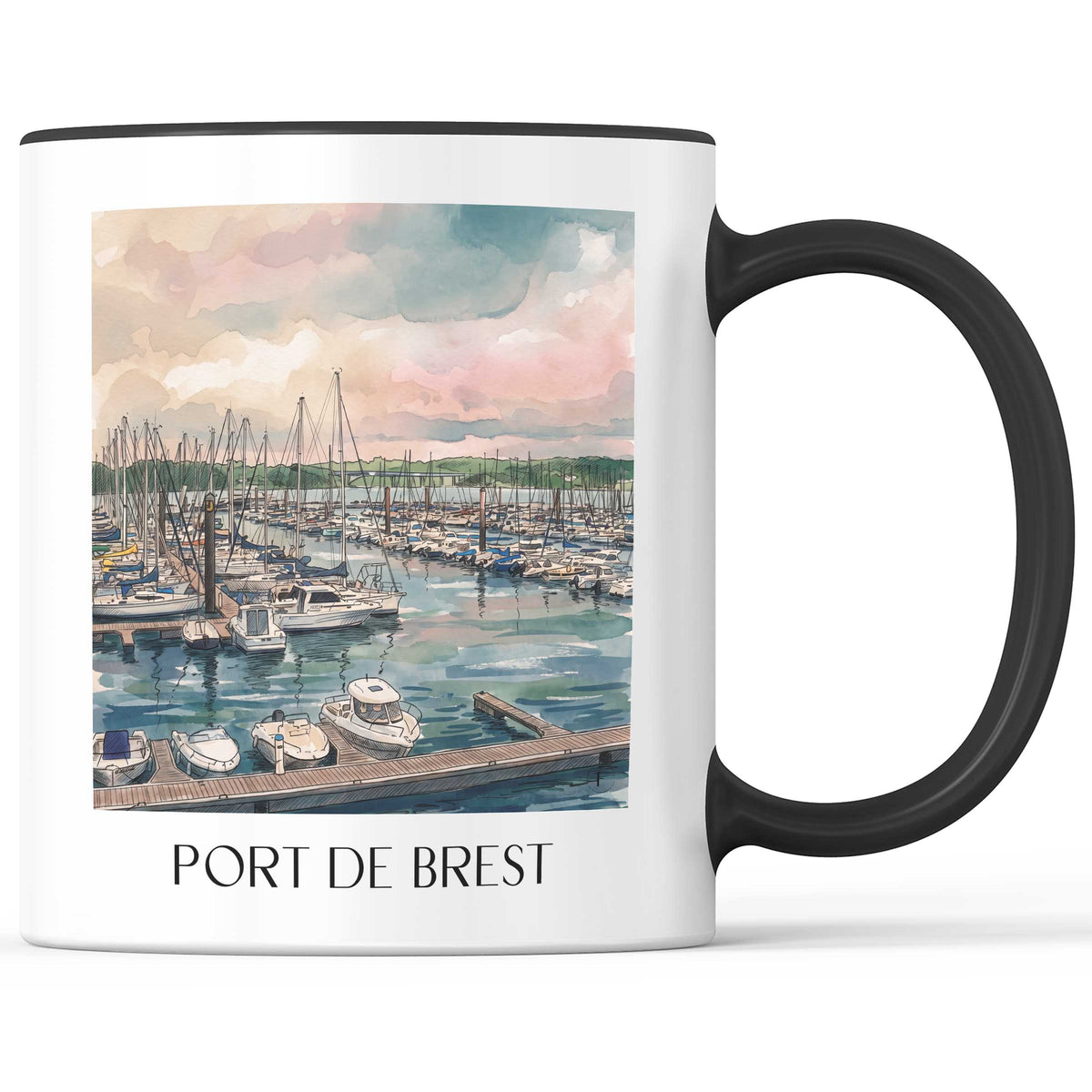 port-de-brest-finistère-frankreich-kaffeebecher-aquarell