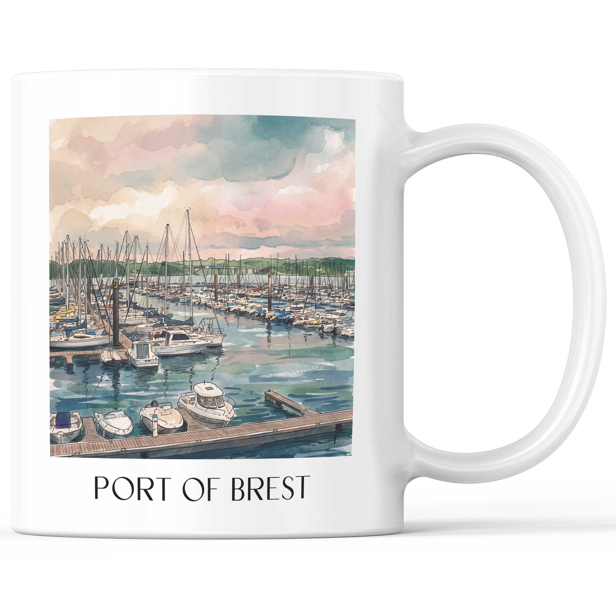 Port de Brest Kaffeebecher - Finistère - Frankreich Becher - Kaffeetasse im Aquarell Stil - favplace