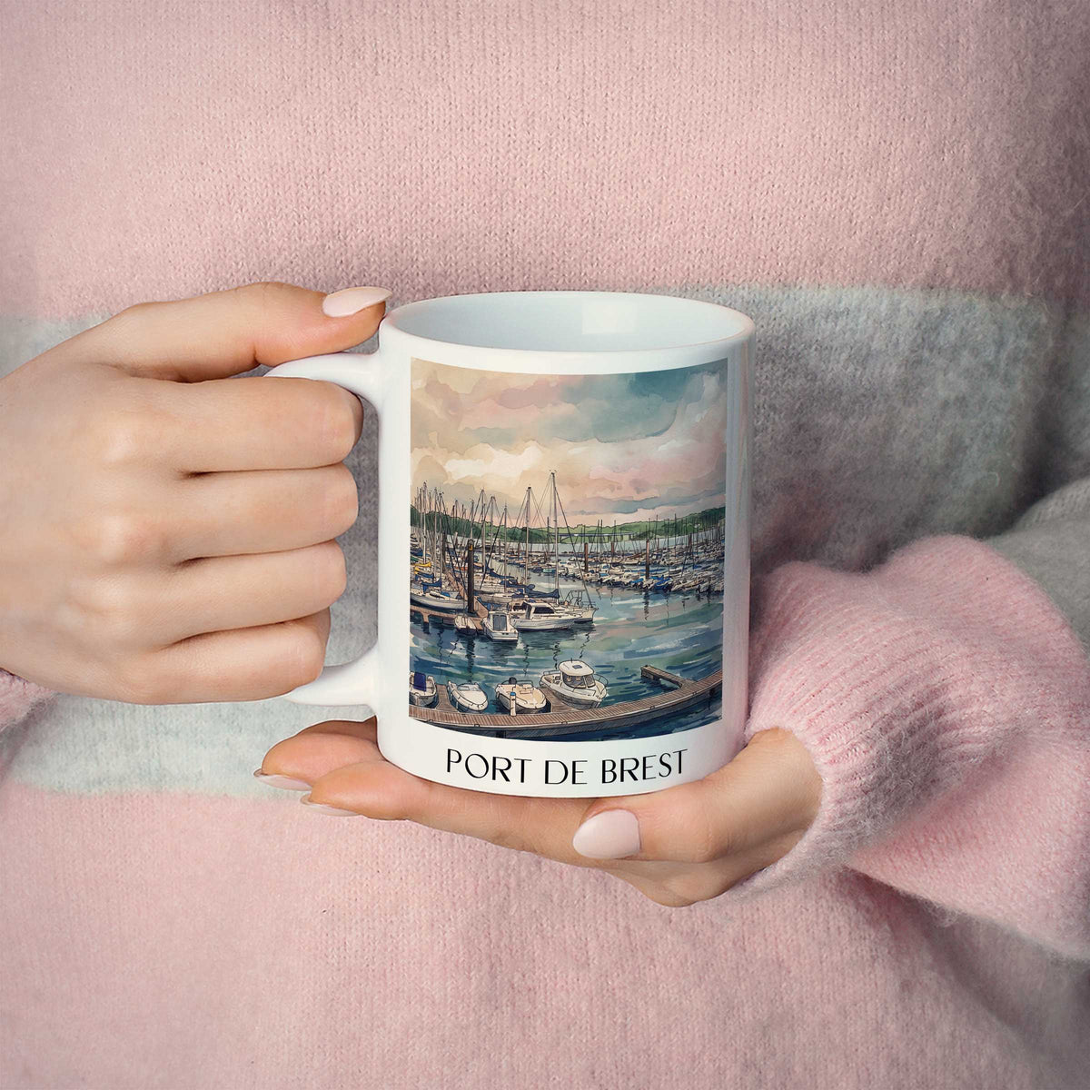 port-de-brest-finistère-frankreich-kaffeebecher-aquarell