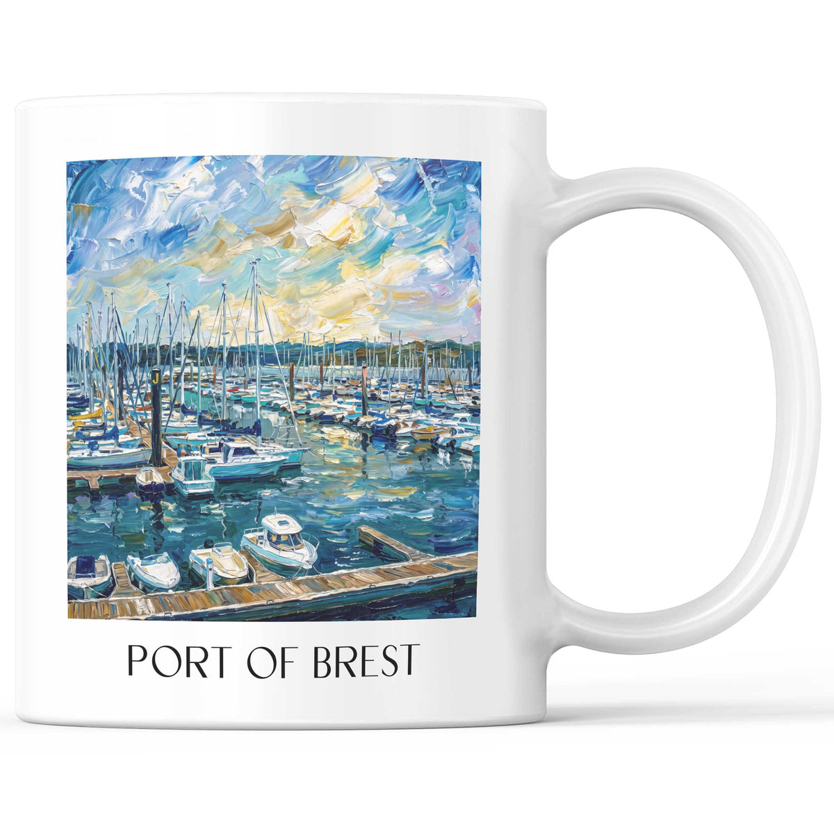 Port de Brest Kaffeebecher - Finistère - Frankreich Becher - Kaffeetasse im Ölgemälde Stil - favplace
