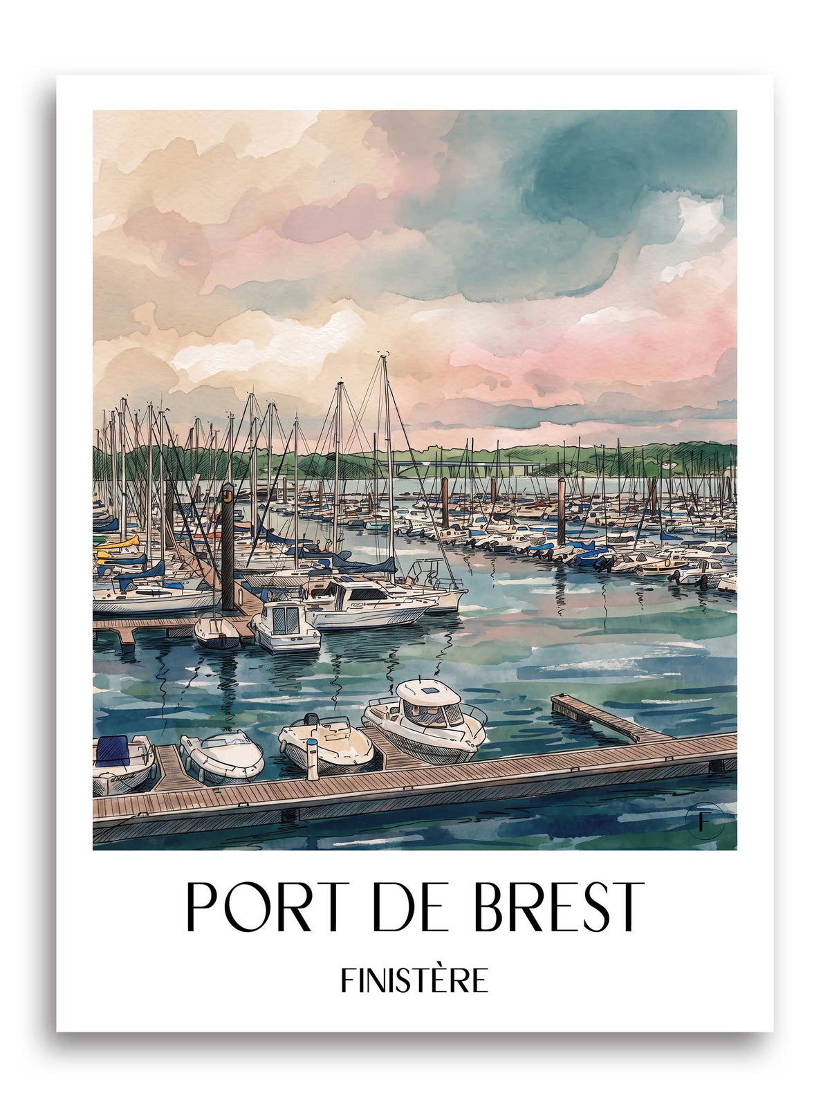 port-de-brest-finistère-frankreich-poster-aquarell