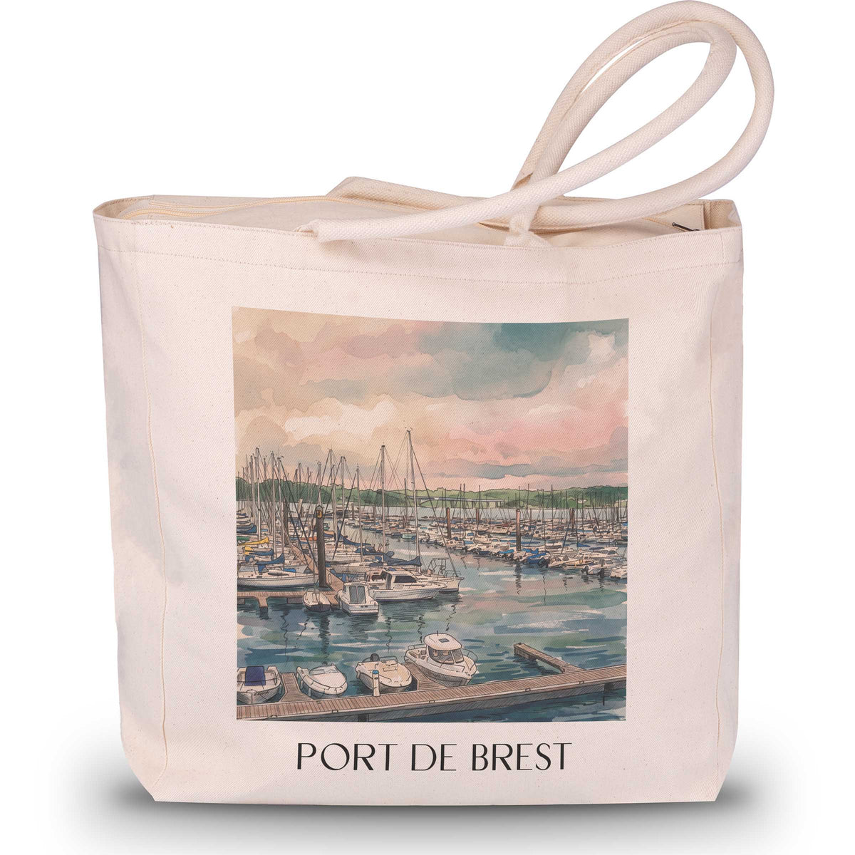port-de-brest-finistère-frankreich-einkaufstasche-aquarell