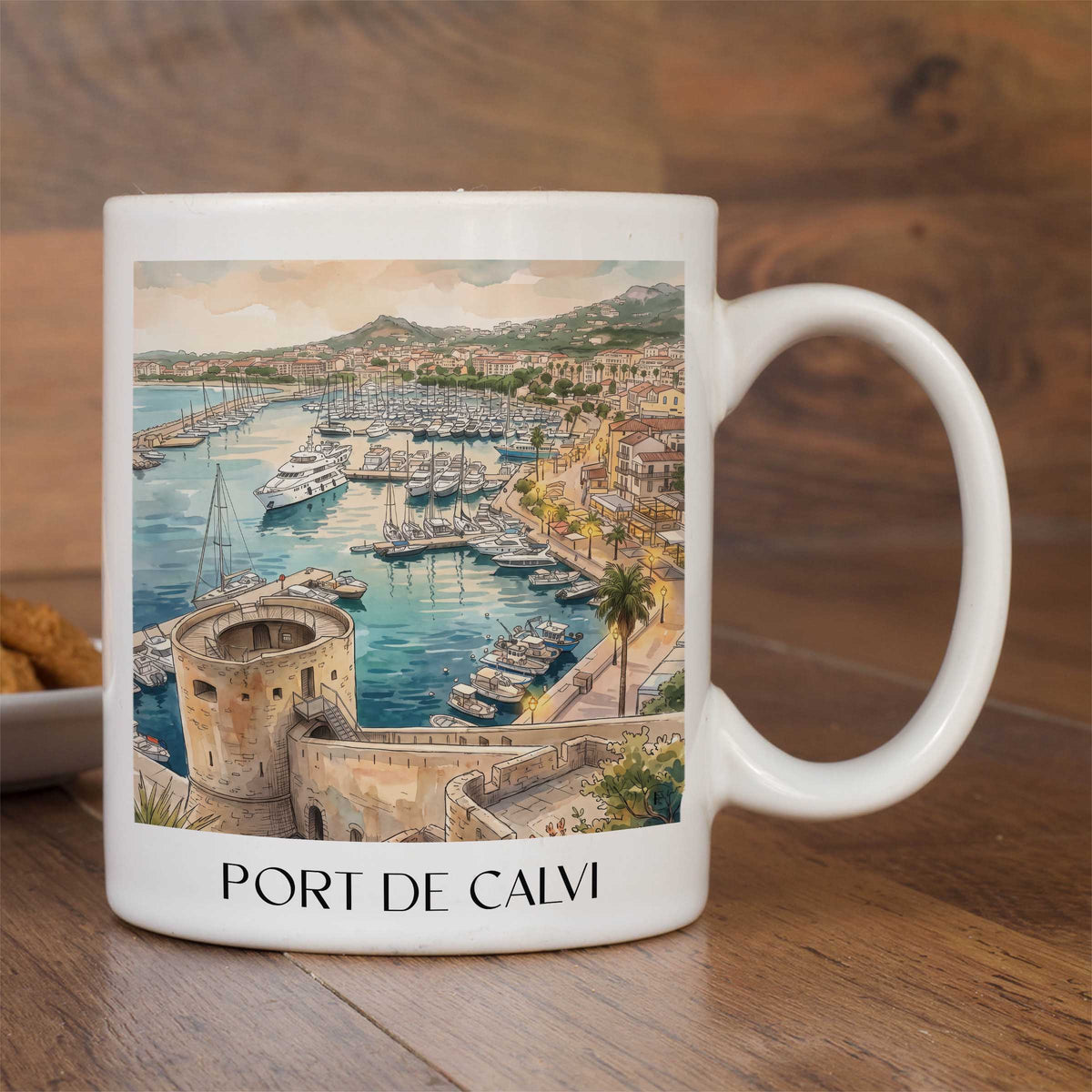 port-de-calvi-balagne-frankreich-kaffeebecher-aquarell