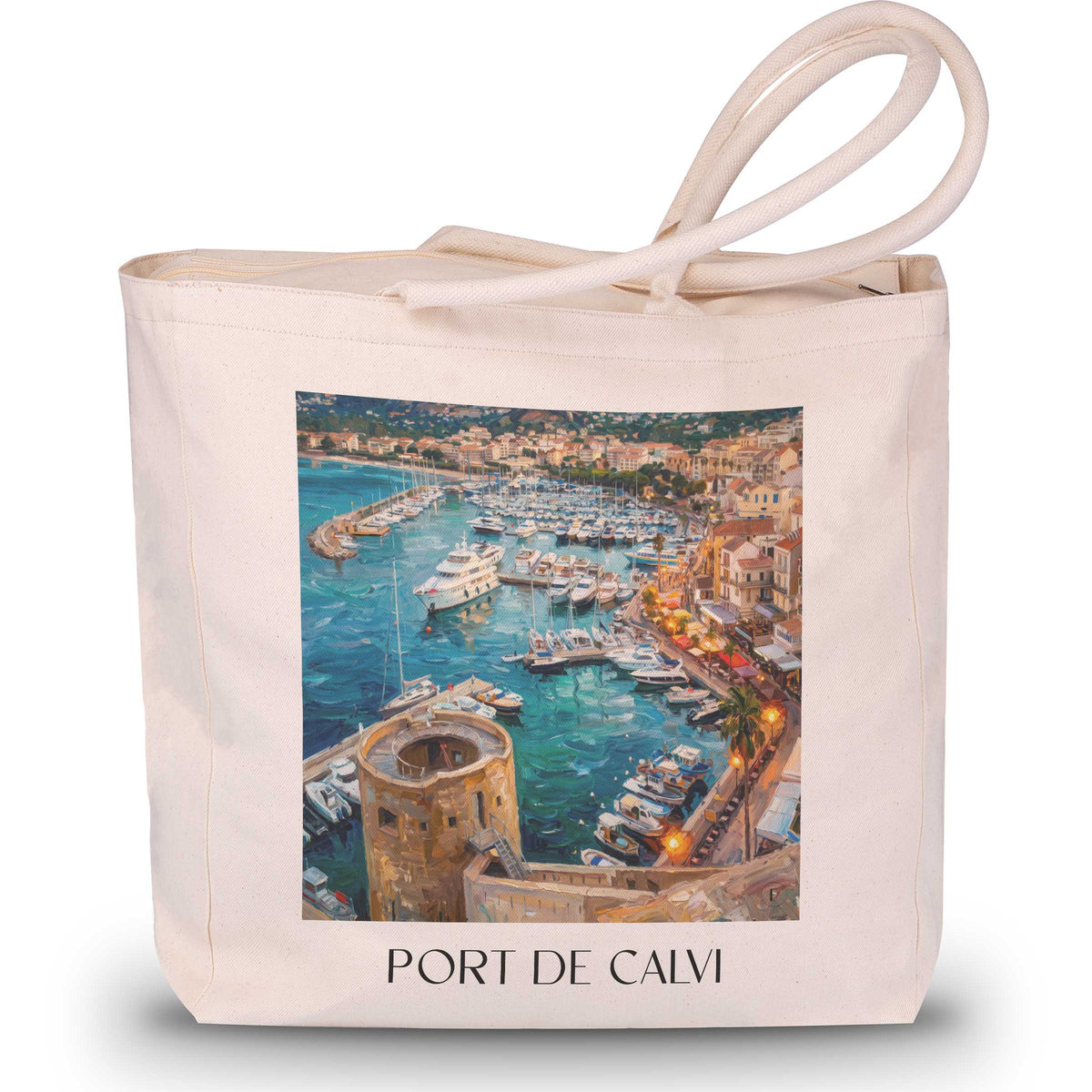 port-de-calvi-balagne-frankreich-einkaufstasche-oil-painting-oelgemaelde