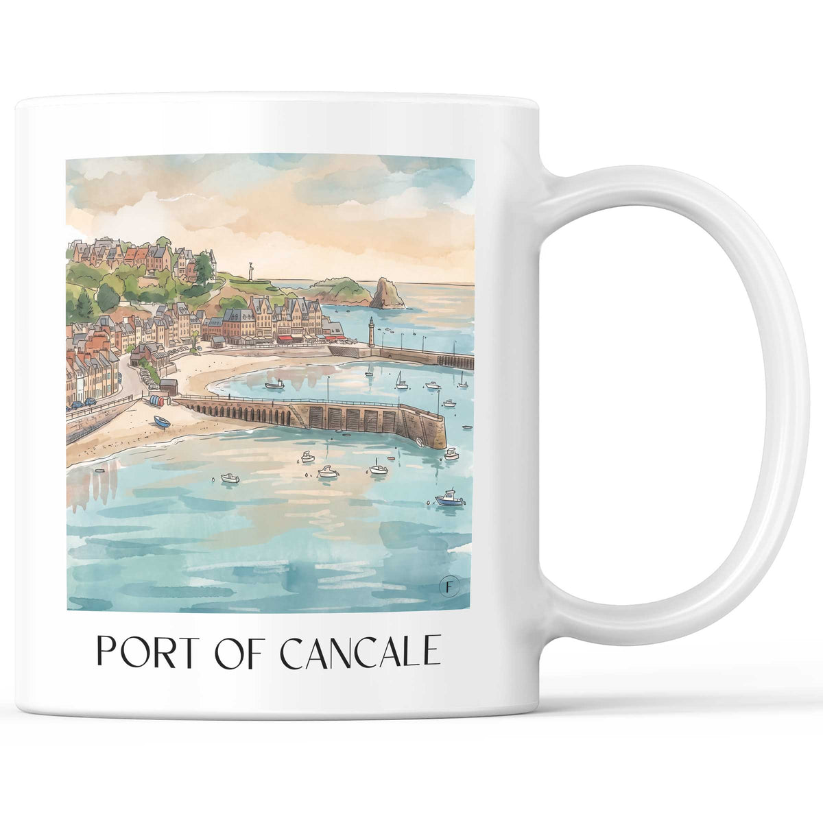 Port de Cancale Kaffeebecher - Côte d'Émeraude - Frankreich Becher - Kaffeetasse im Aquarell Stil - favplace