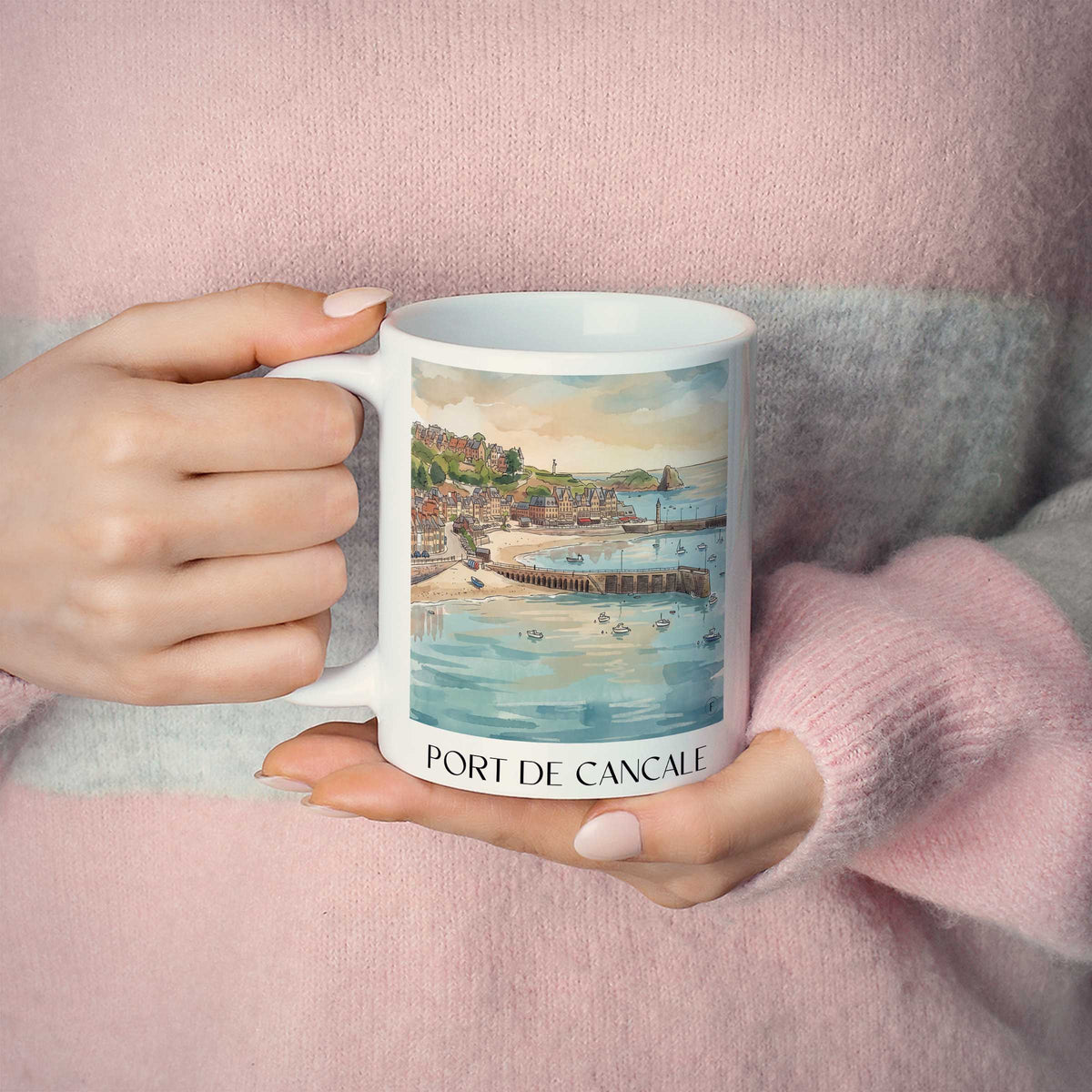 port-de-cancale-côte-d'émeraude-frankreich-kaffeebecher-aquarell