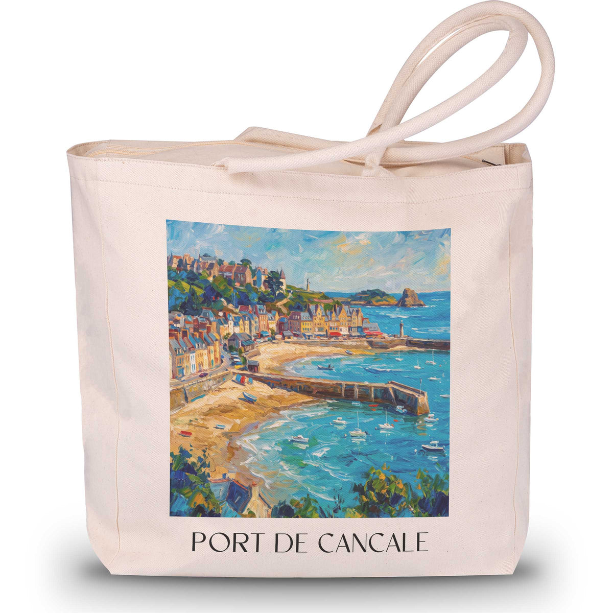 port-de-cancale-côte-d'émeraude-frankreich-einkaufstasche-oil-painting-oelgemaelde