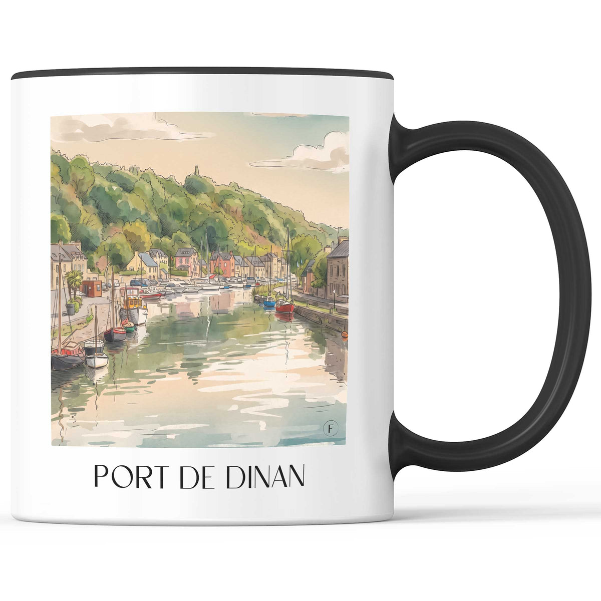 port-de-dinan-côte-d'émeraude-frankreich-kaffeebecher-aquarell