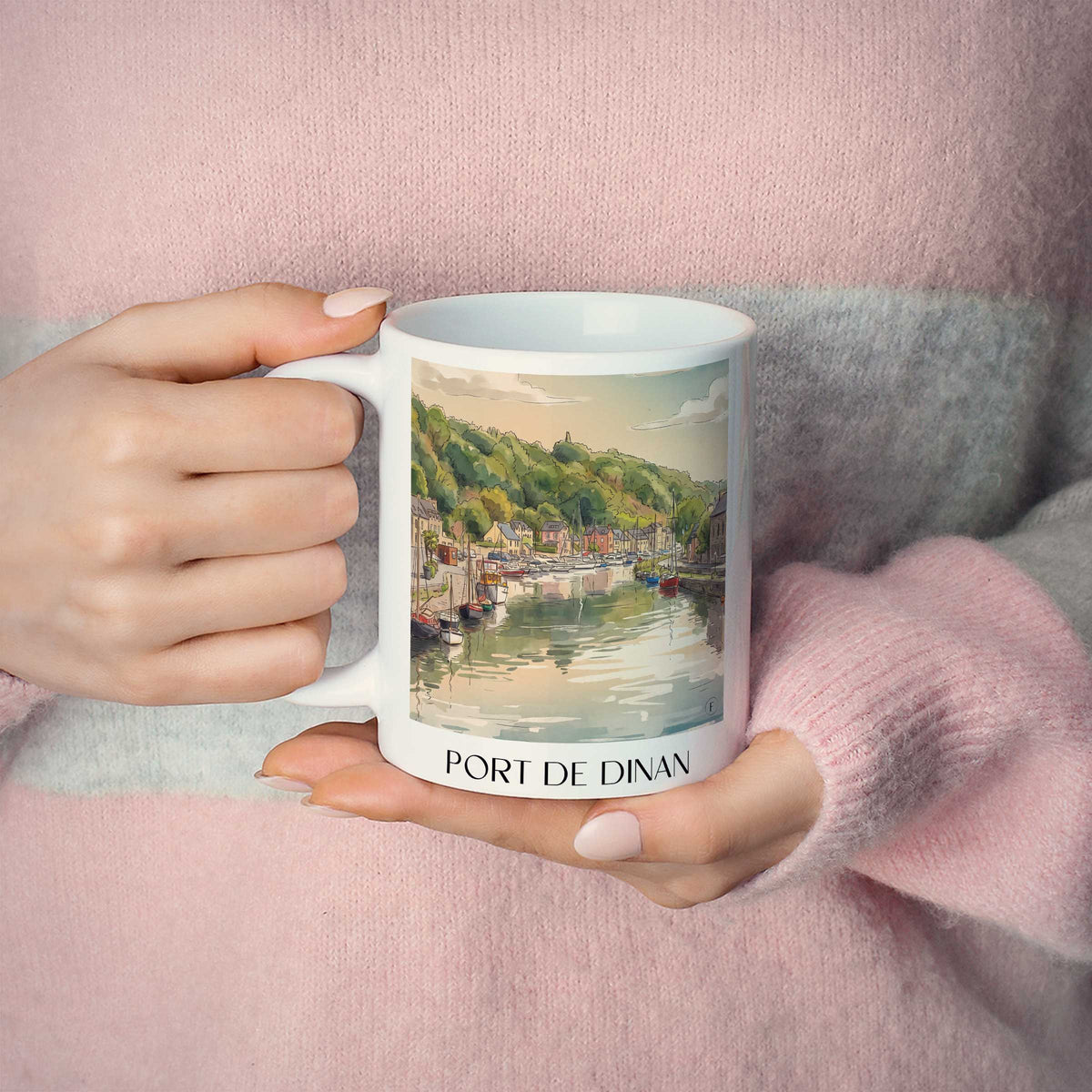 port-de-dinan-côte-d'émeraude-frankreich-kaffeebecher-aquarell
