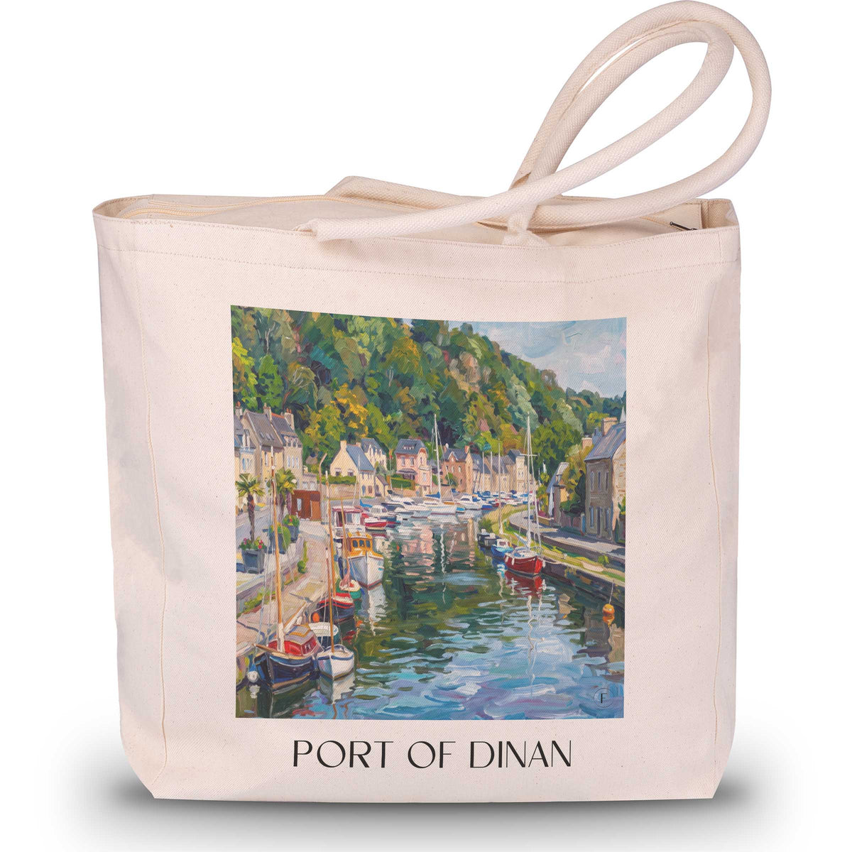 Port de Dinan Shopping Tasche - Côte d'Émeraude - Frankreich Tote Bag - Einkaufstasche im Ölgemälde Stil - favplace