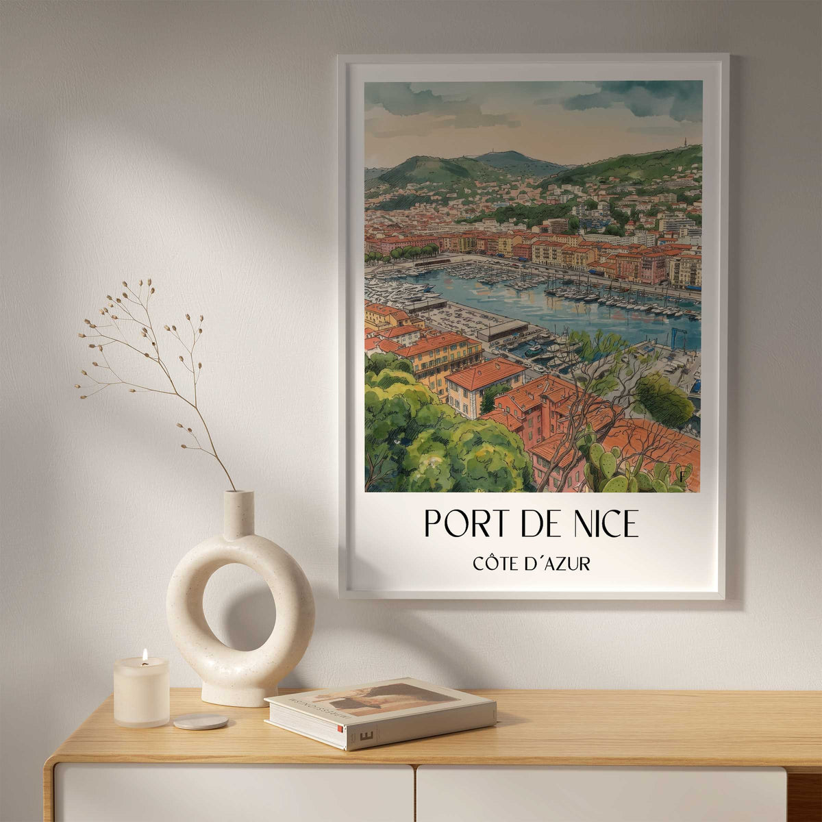 port-de-nice-côte-d´azur-frankreich-poster-aquarell