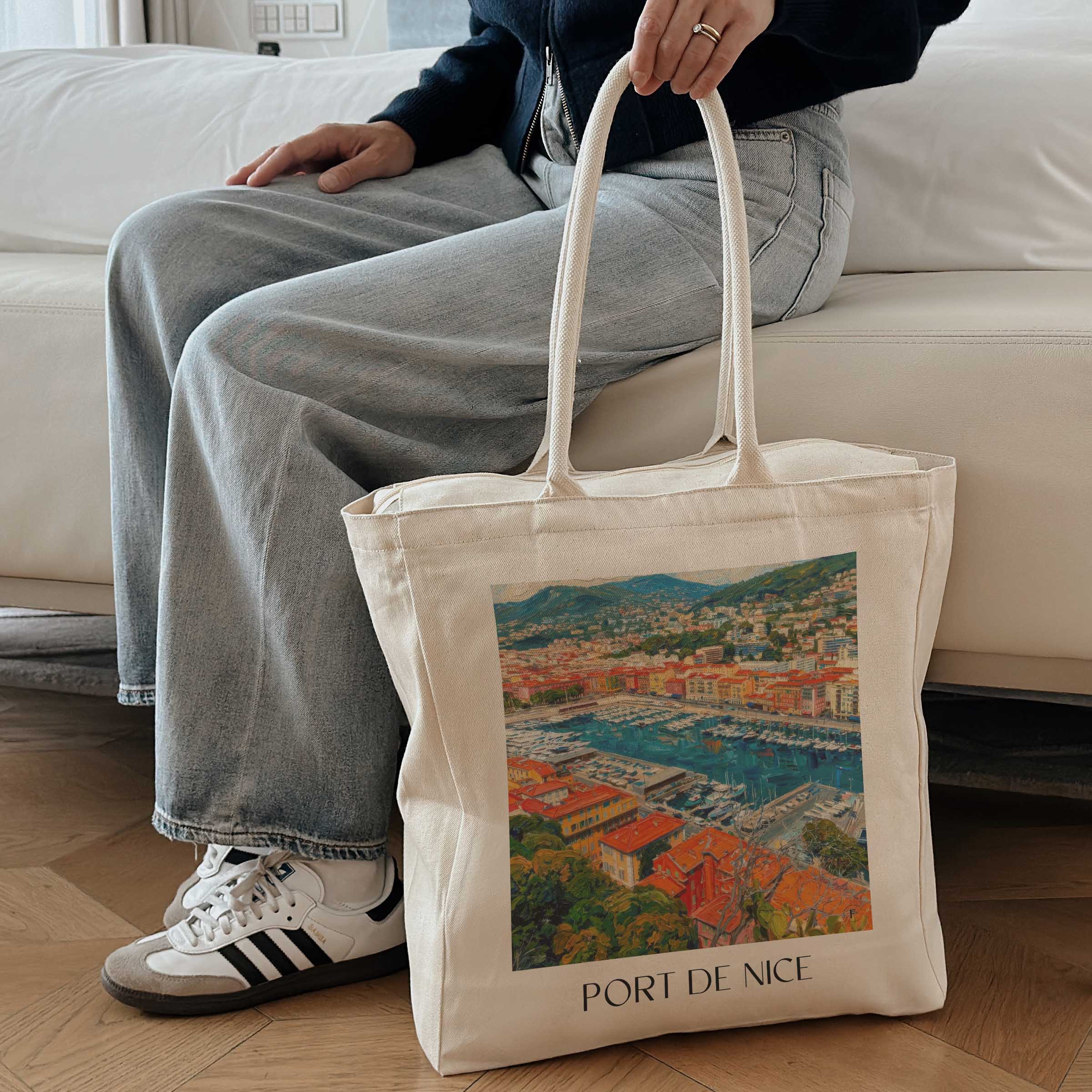 port-de-nice-côte-d´azur-frankreich-einkaufstasche-oil-painting-oelgemaelde