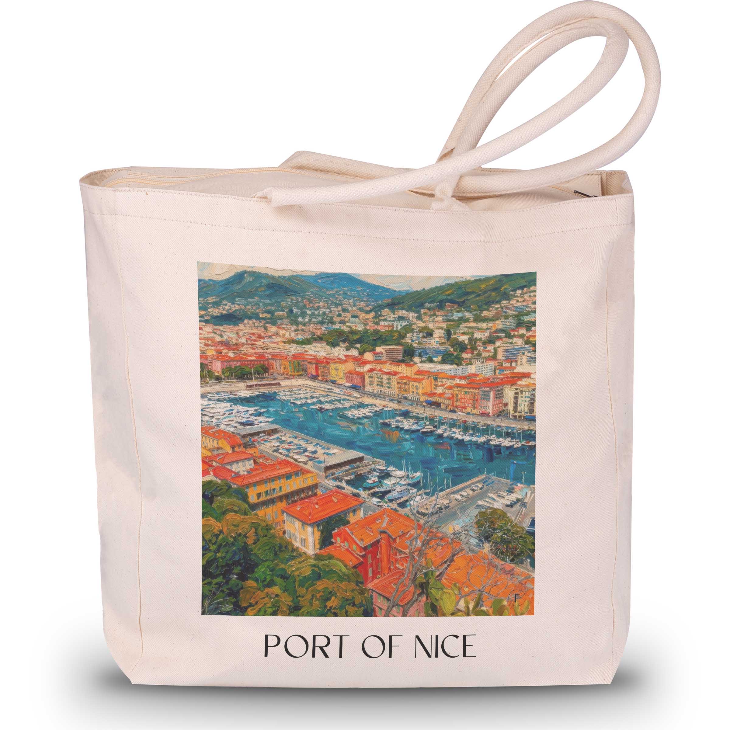 Port de Nice Shopping Tasche - Côte d´Azur - Frankreich Tote Bag - Einkaufstasche im Ölgemälde Stil - favplace