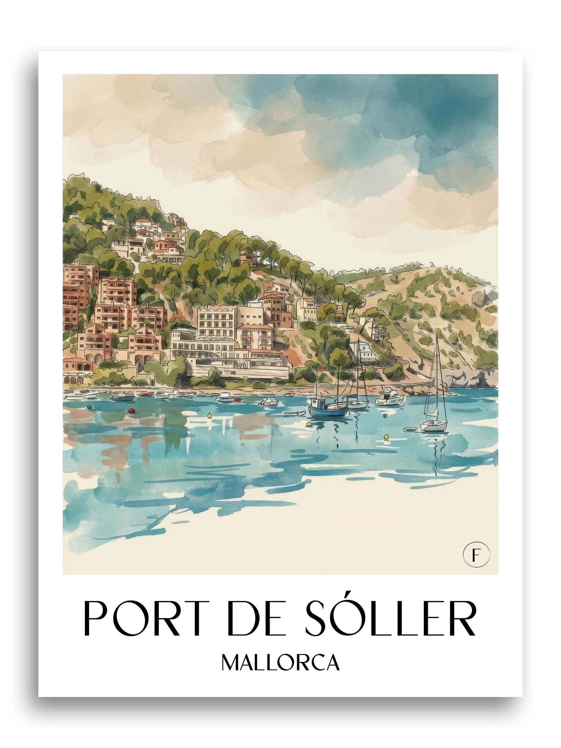 port-de-sóller-mallorca-spanien-poster-aquarell