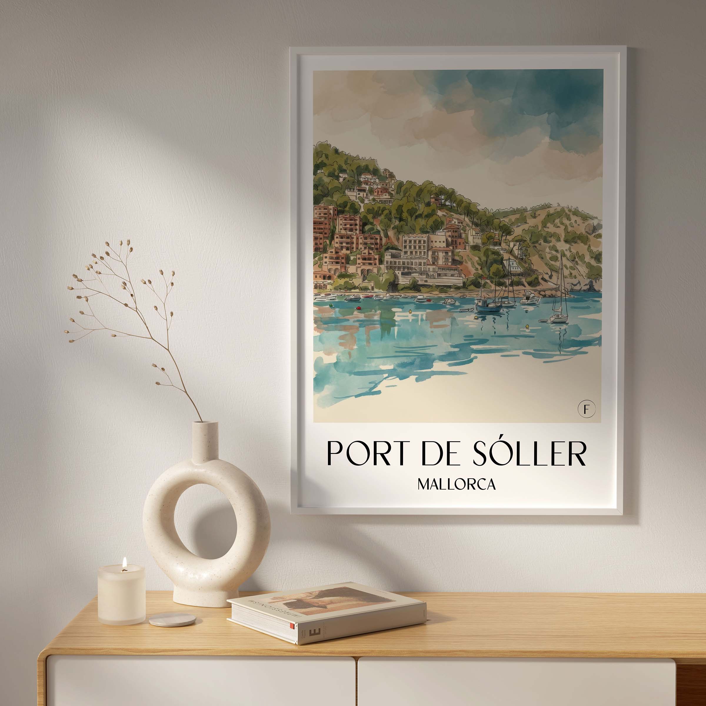port-de-sóller-mallorca-spanien-poster-aquarell