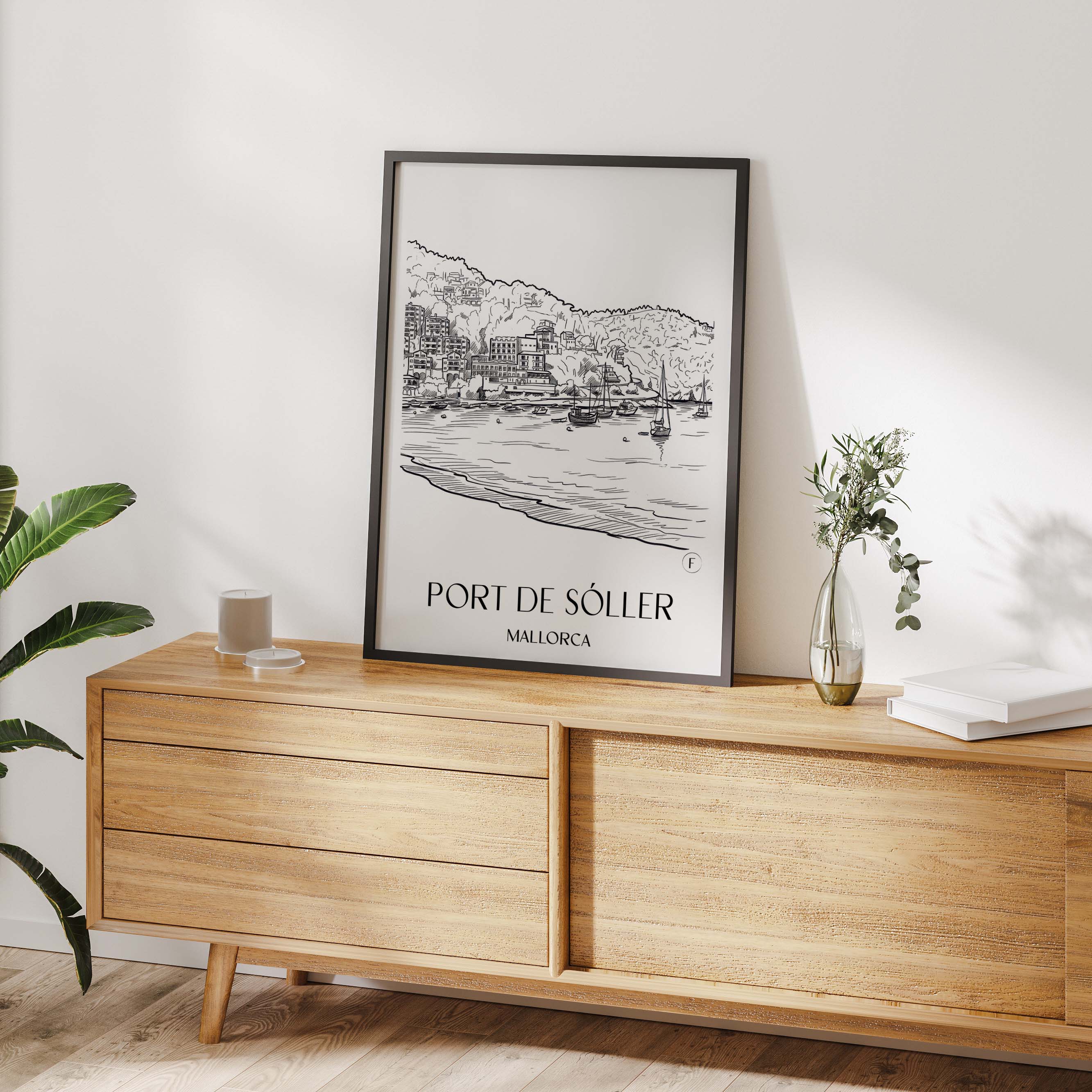 port-de-sóller-mallorca-spanien-poster-skizze