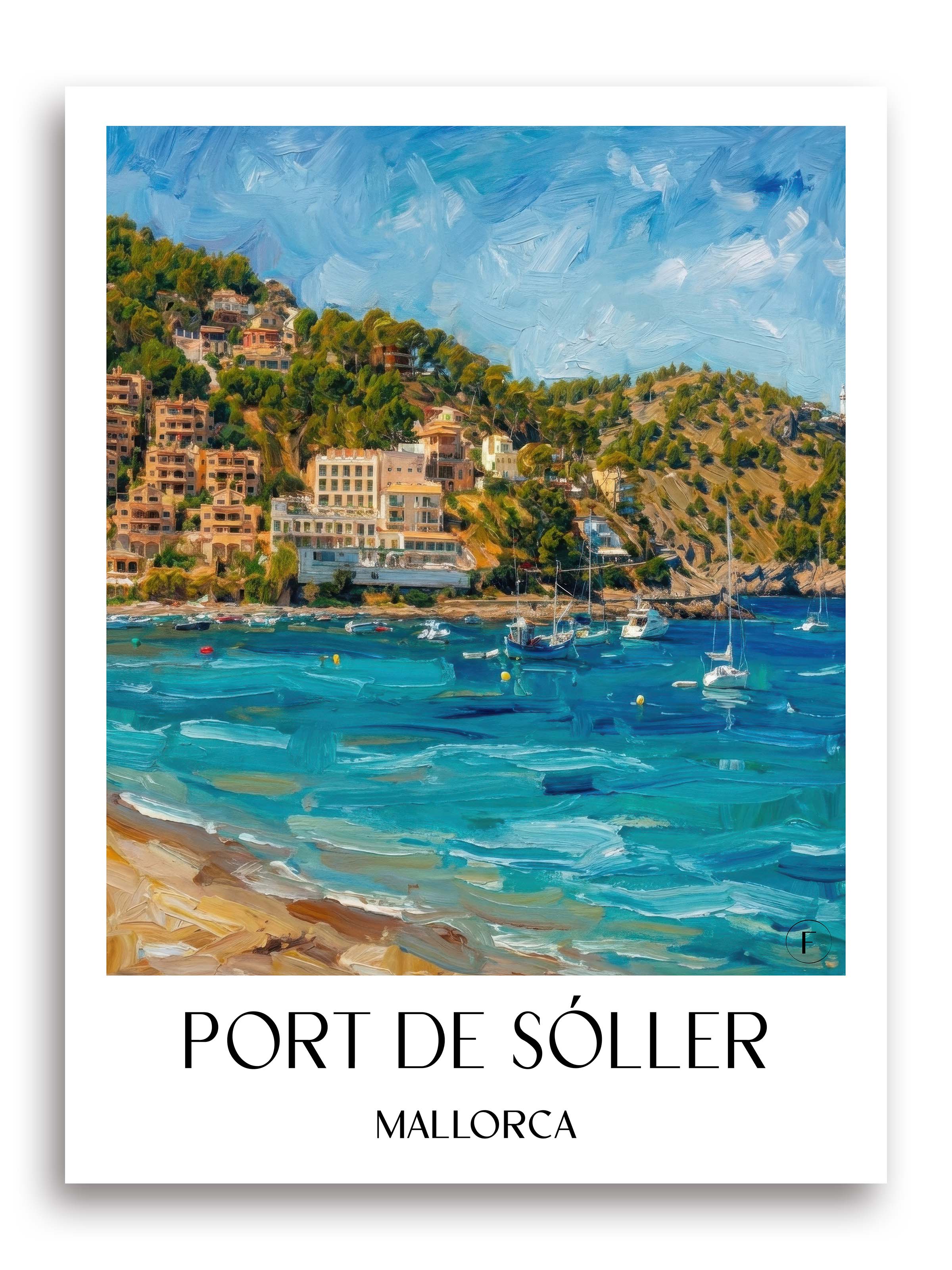 Port de Sóller Poster - Mallorca - Spanien Kunstdruck - Ölgemälde von A4 bis A1 - favplace