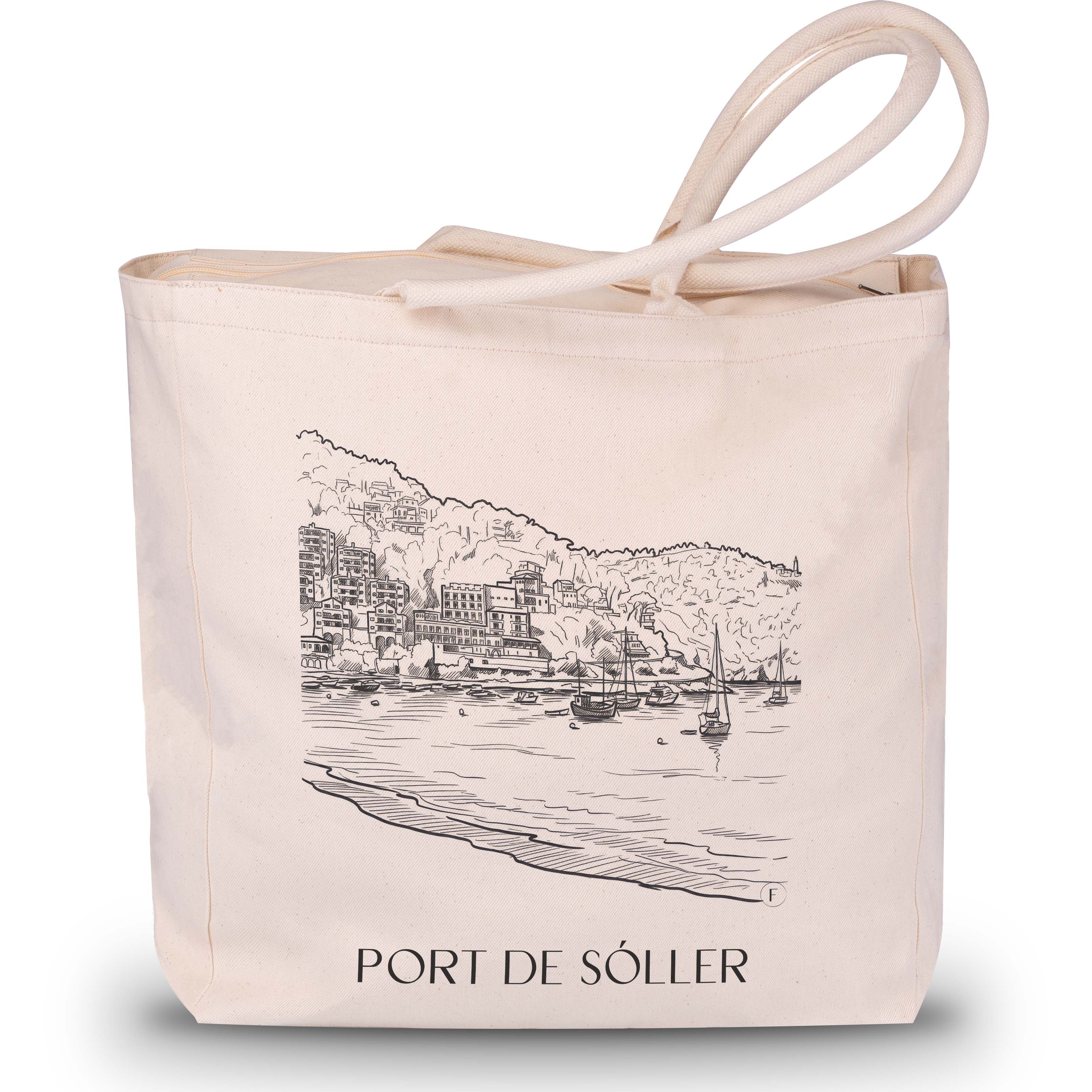 port-de-sóller-mallorca-spanien-einkaufstasche-skizze