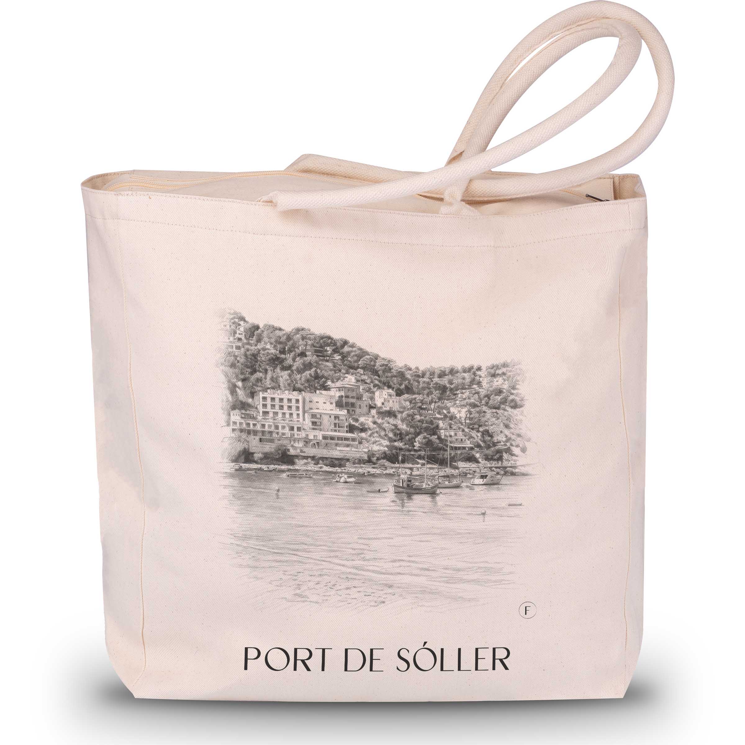 port-de-sóller-mallorca-spanien-einkaufstasche-bleistift-zeichnung-drawing