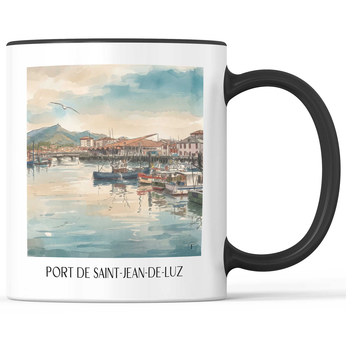port-de-saint-jean-de-luz-pays-basque-frankreich-kaffeebecher-aquarell