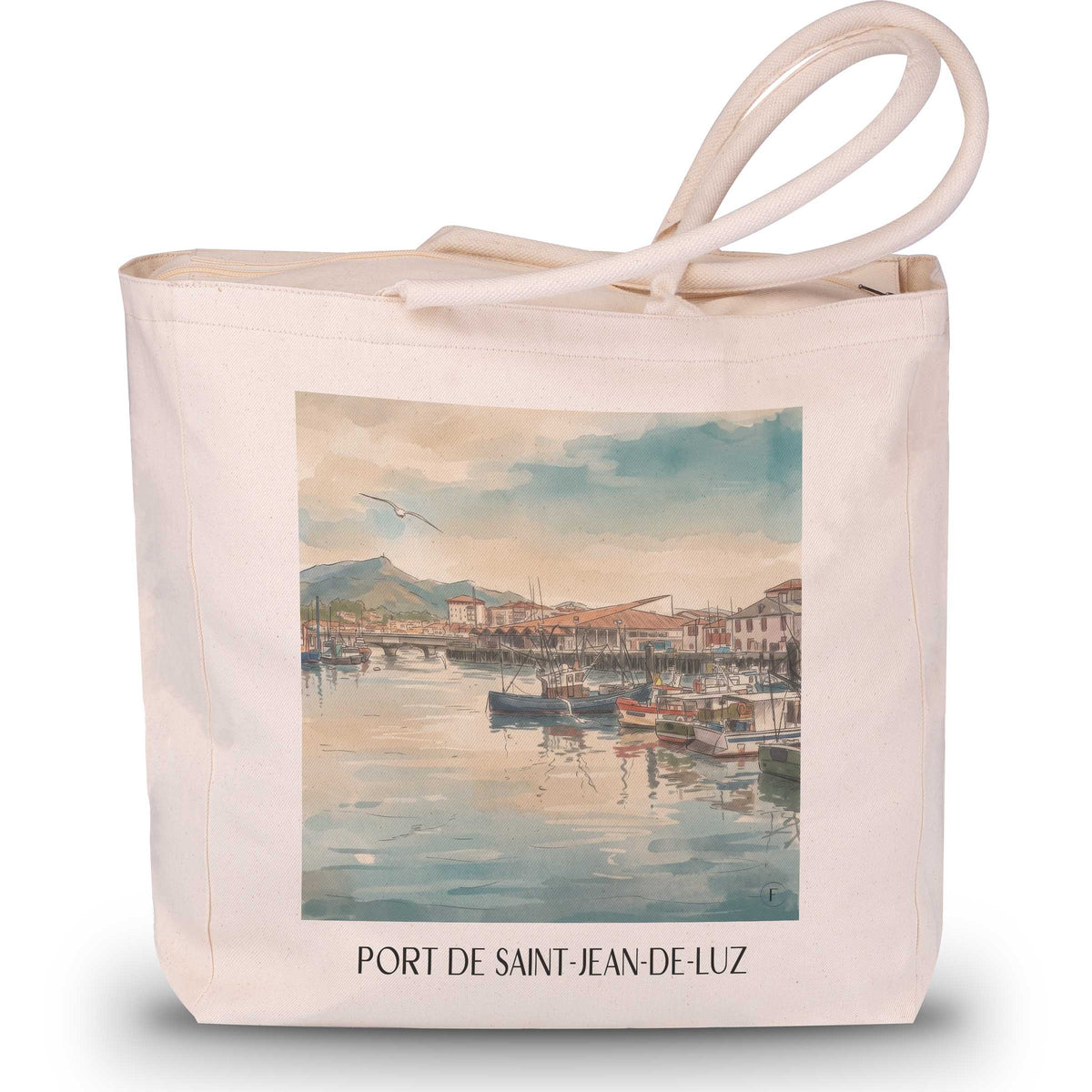 port-de-saint-jean-de-luz-pays-basque-frankreich-einkaufstasche-aquarell