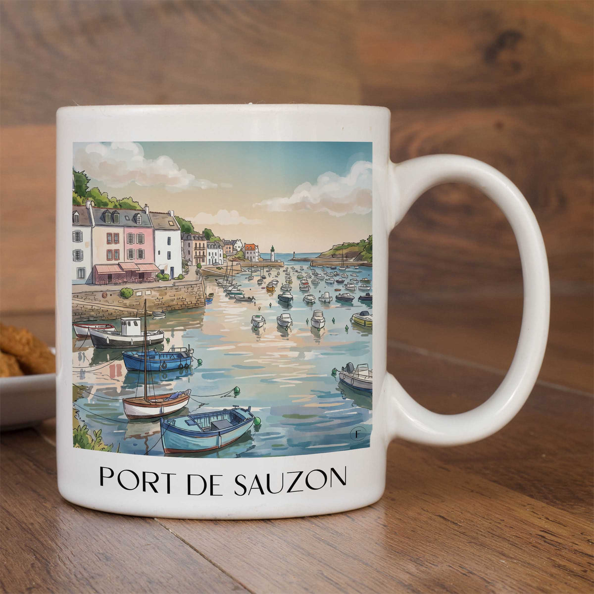 port-de-sauzon-belle-île-frankreich-kaffeebecher-aquarell