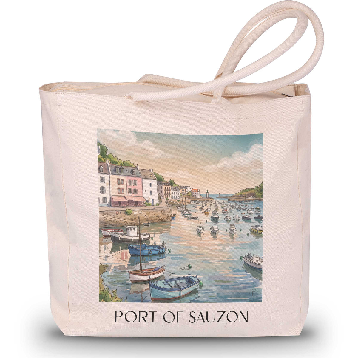 Port de Sauzon Shopping Tasche - Belle-Île - Frankreich Tote Bag - Einkaufstasche im Aquarell Stil - favplace