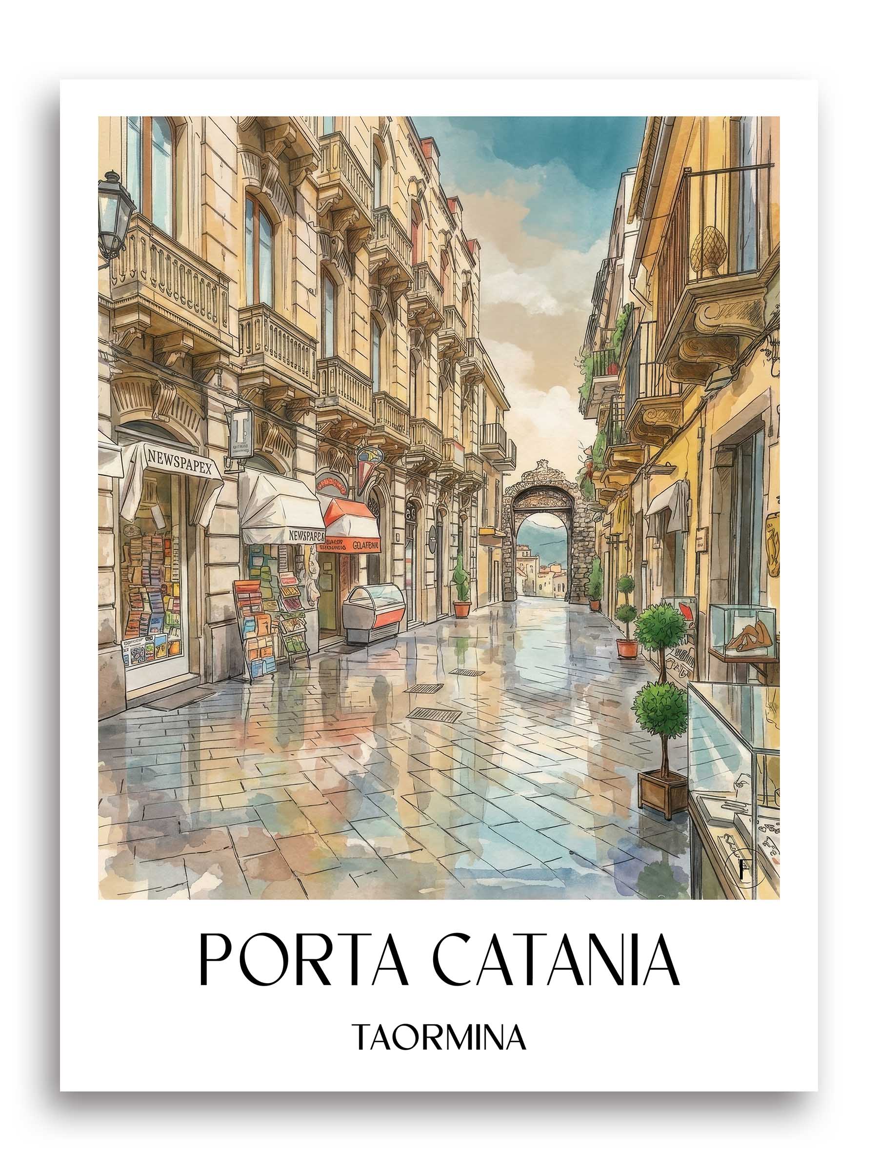 porta-catania-taormina-italien-poster-aquarell