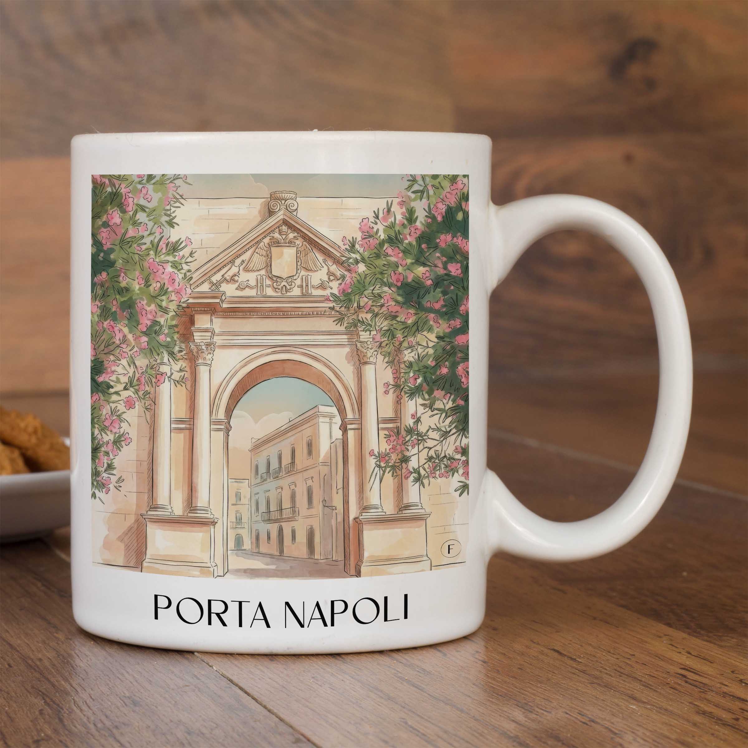 porta-napoli-lecce-italien-kaffeebecher-aquarell