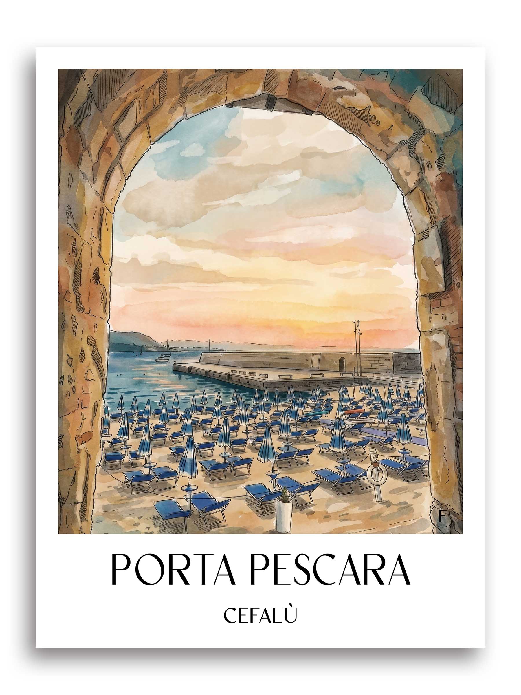 porta-pescara-cefalù-italien-poster-aquarell