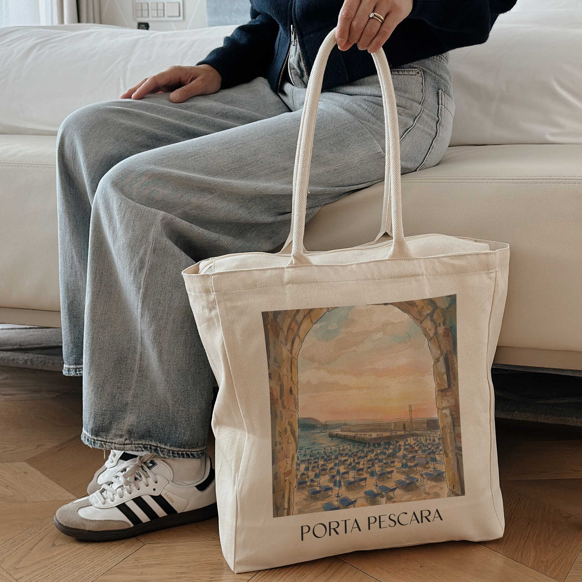 porta-pescara-cefalù-italien-einkaufstasche-aquarell