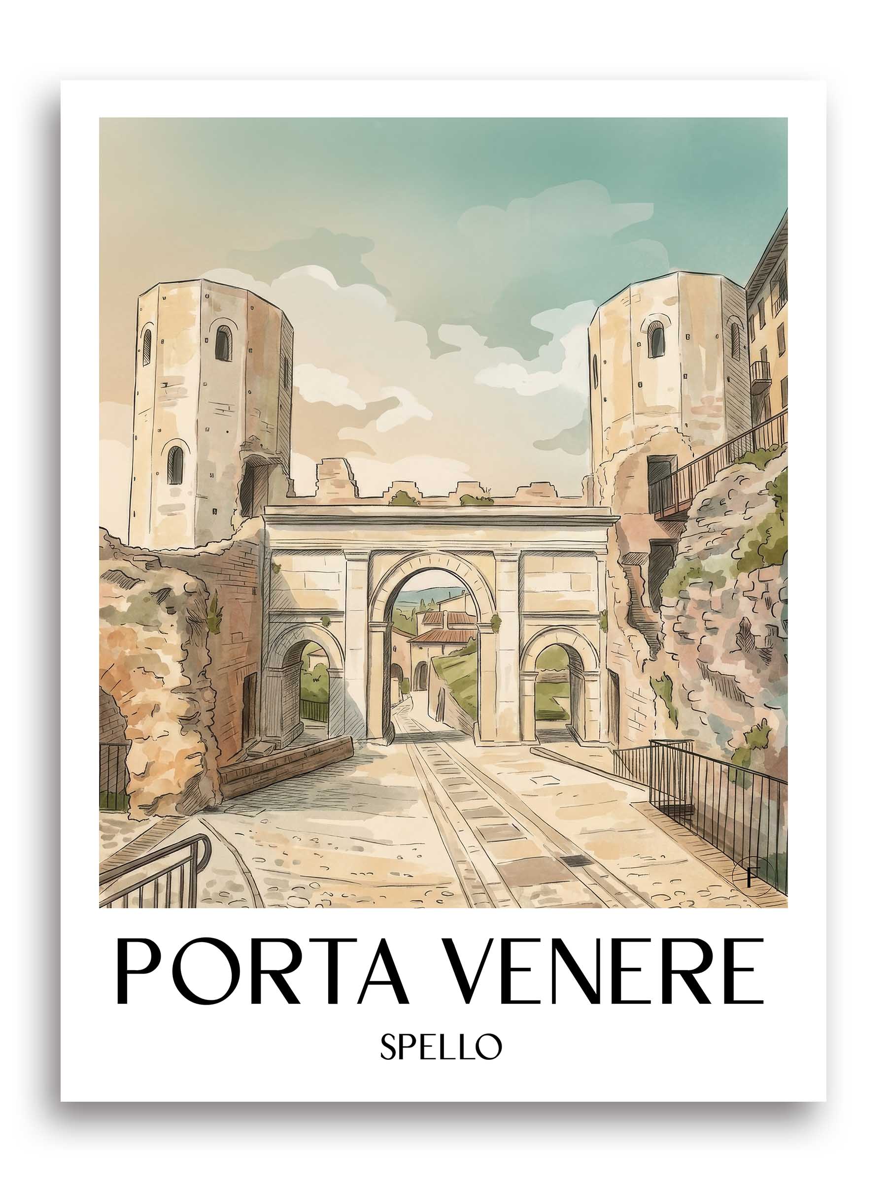porta-venere-spello-italien-poster-aquarell